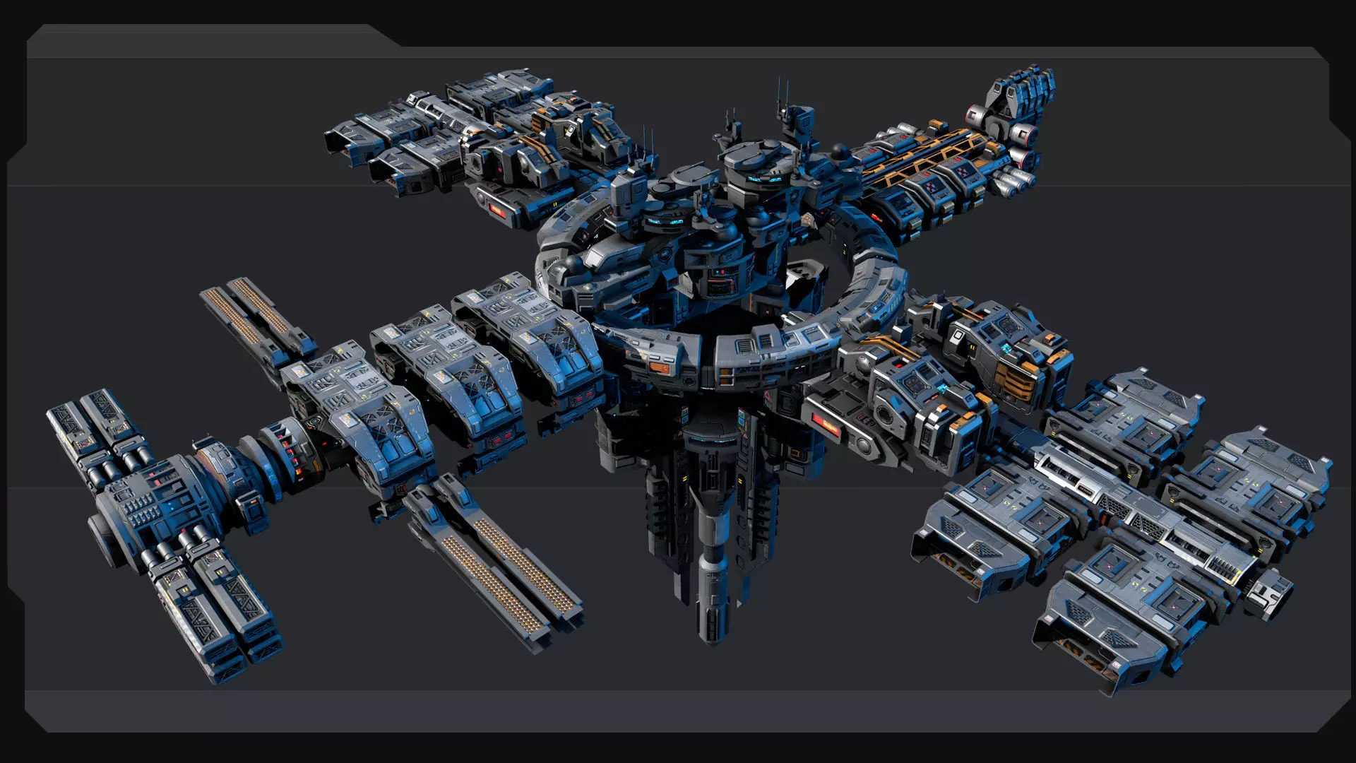 MODULAR Space Station - MS2  Low-poly 3D model_6
