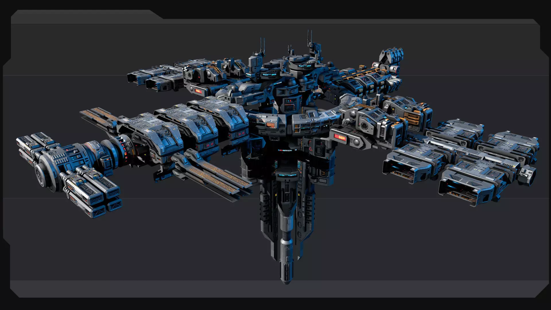 MODULAR Space Station - MS2  Low-poly 3D model_1