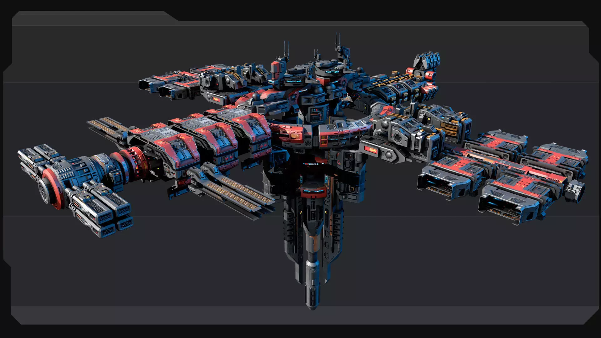 MODULAR Space Station - MS2  Low-poly 3D model_4