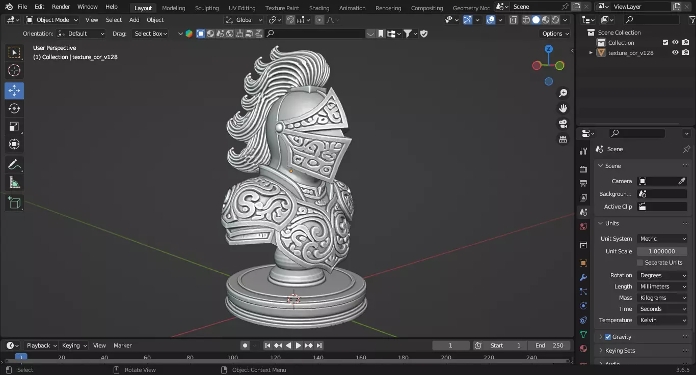 Medieval Knight Chess Piece 3D print model_2