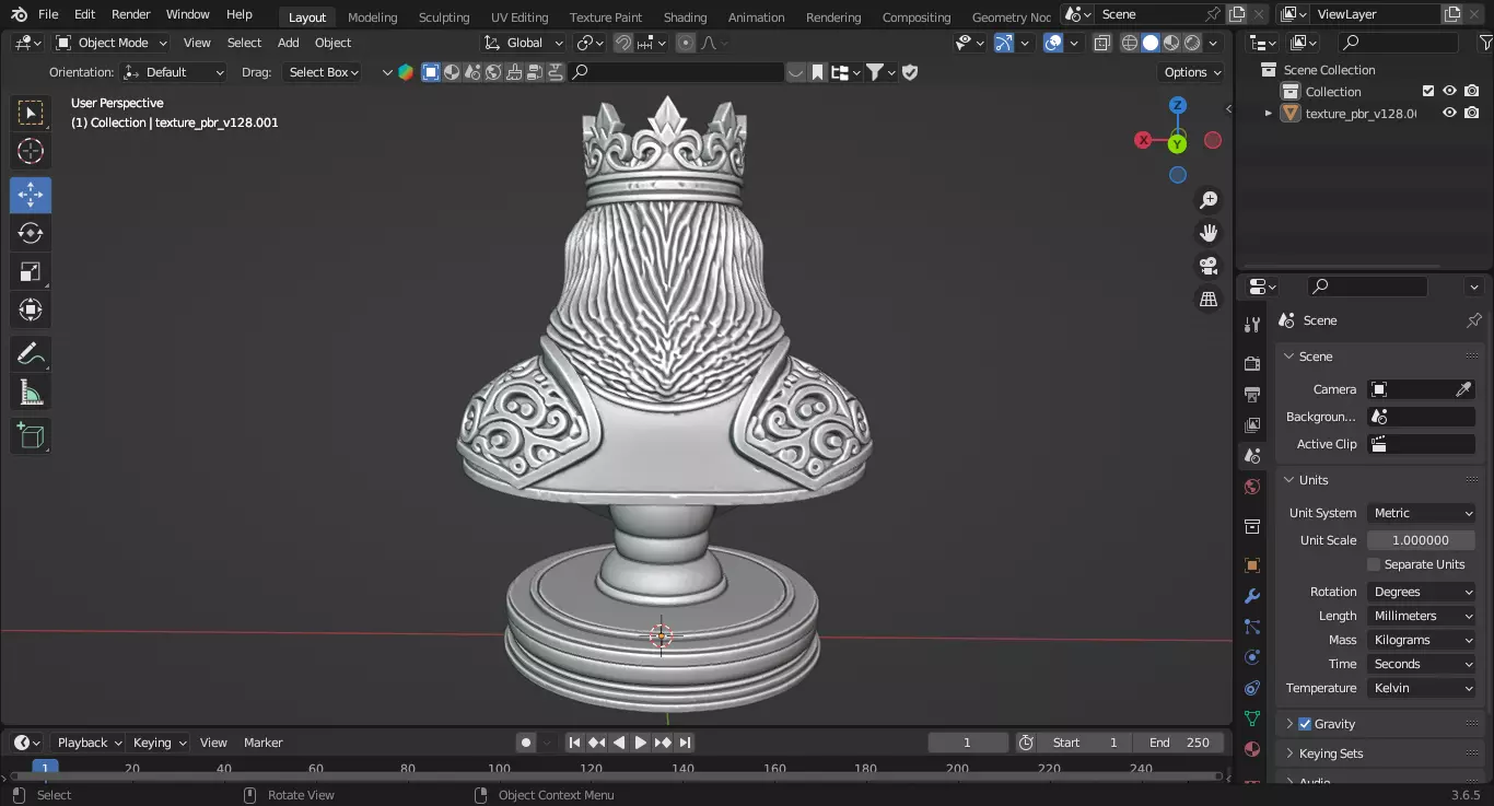 Medieval King Chess Piece 3D print model_6