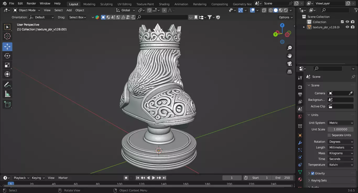 Medieval King Chess Piece 3D print model_5