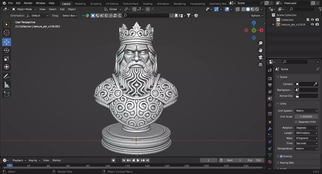 Medieval King Chess Piece 3D print model_2