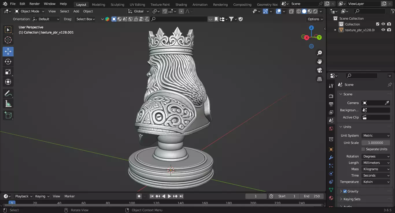 Medieval King Chess Piece 3D print model_4
