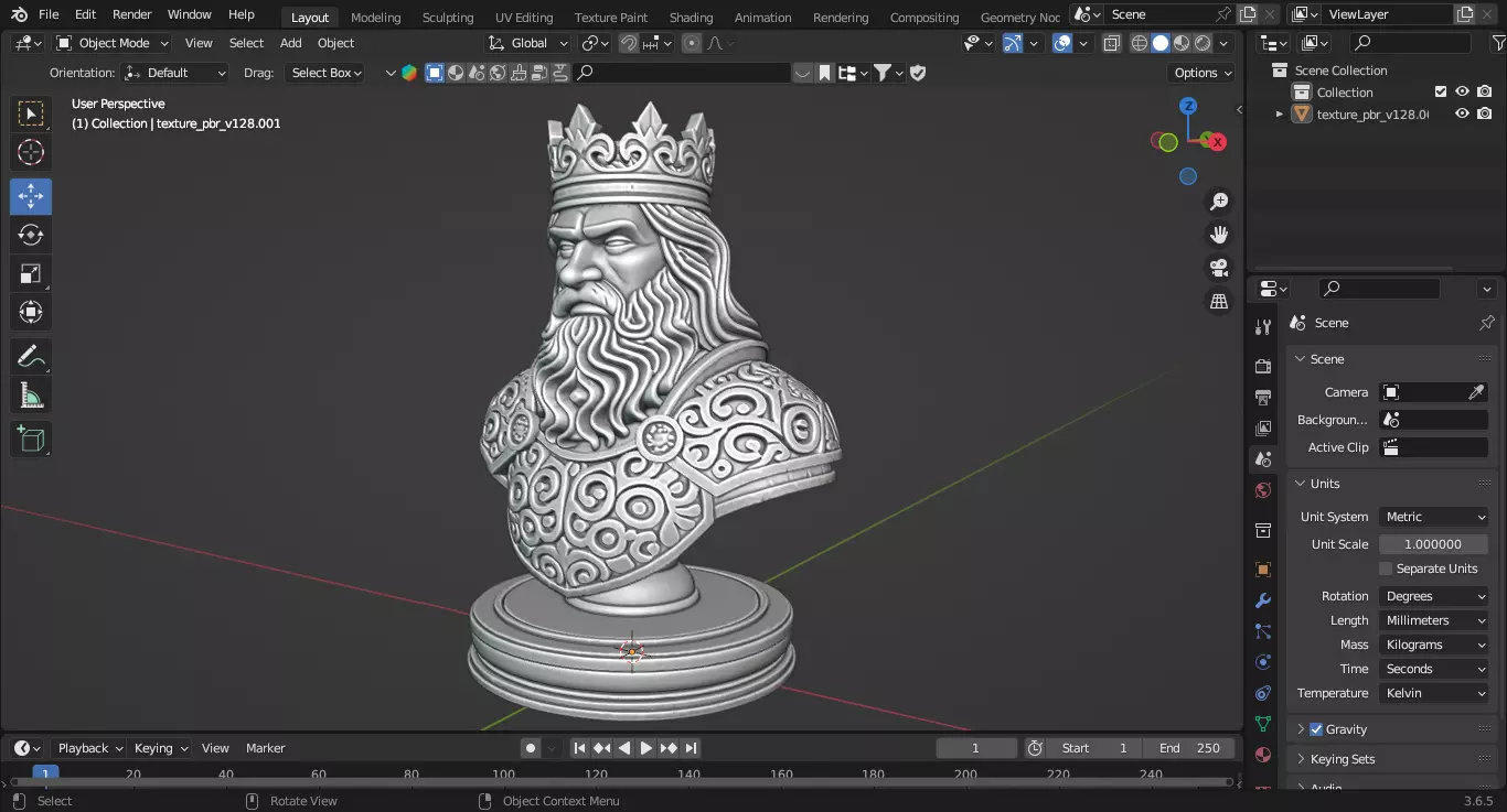 Medieval King Chess Piece 3D print model_1