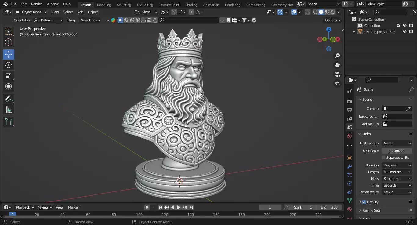 Medieval King Chess Piece 3D print model_3