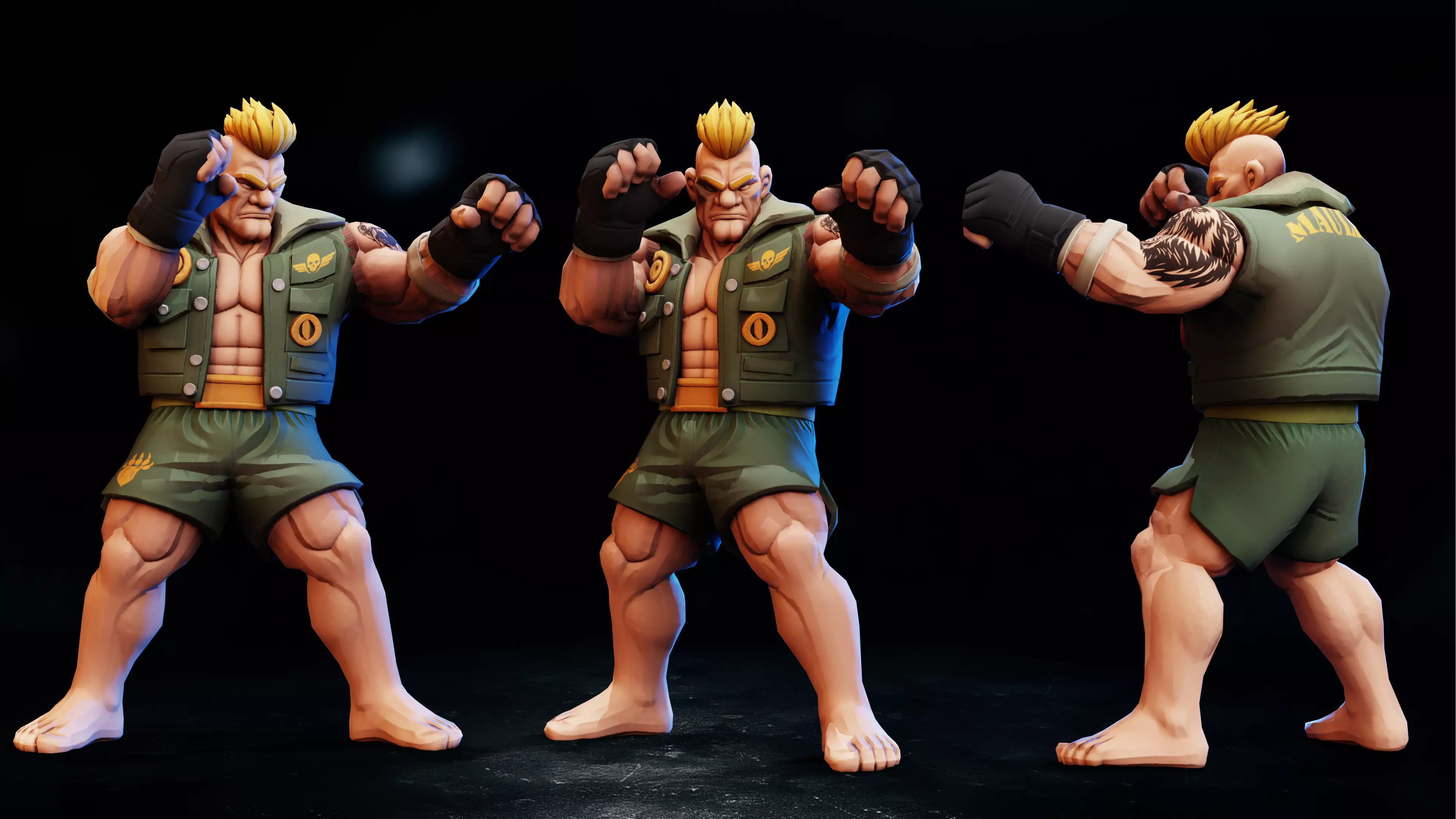 Stylized Fighter Character - MAULER Low-poly 3D model_3