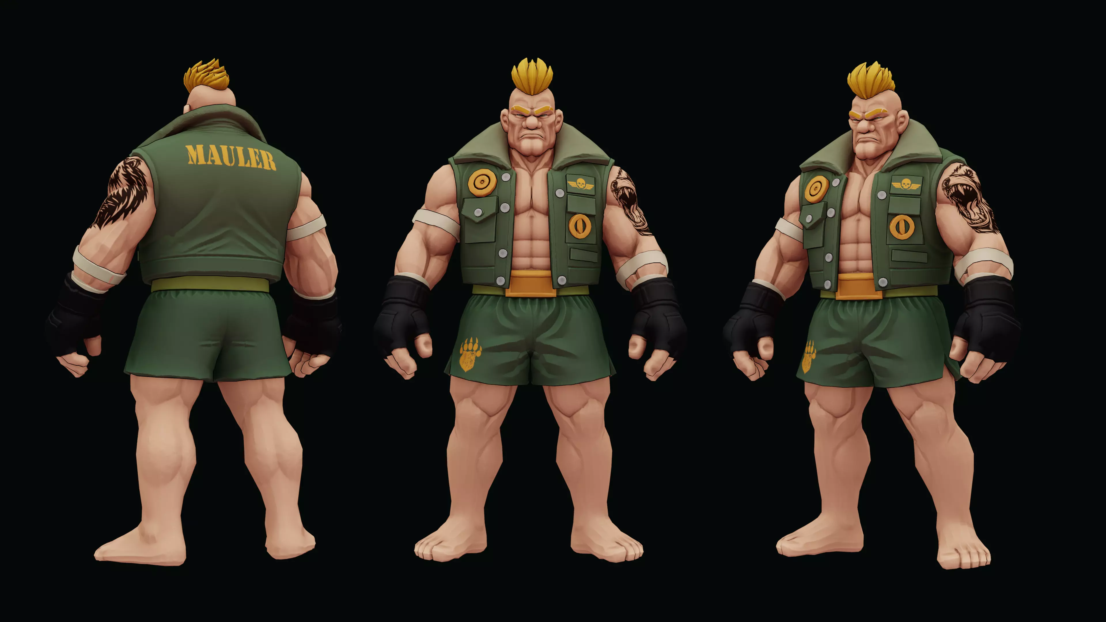 Stylized Fighter Character - MAULER Low-poly 3D model_10