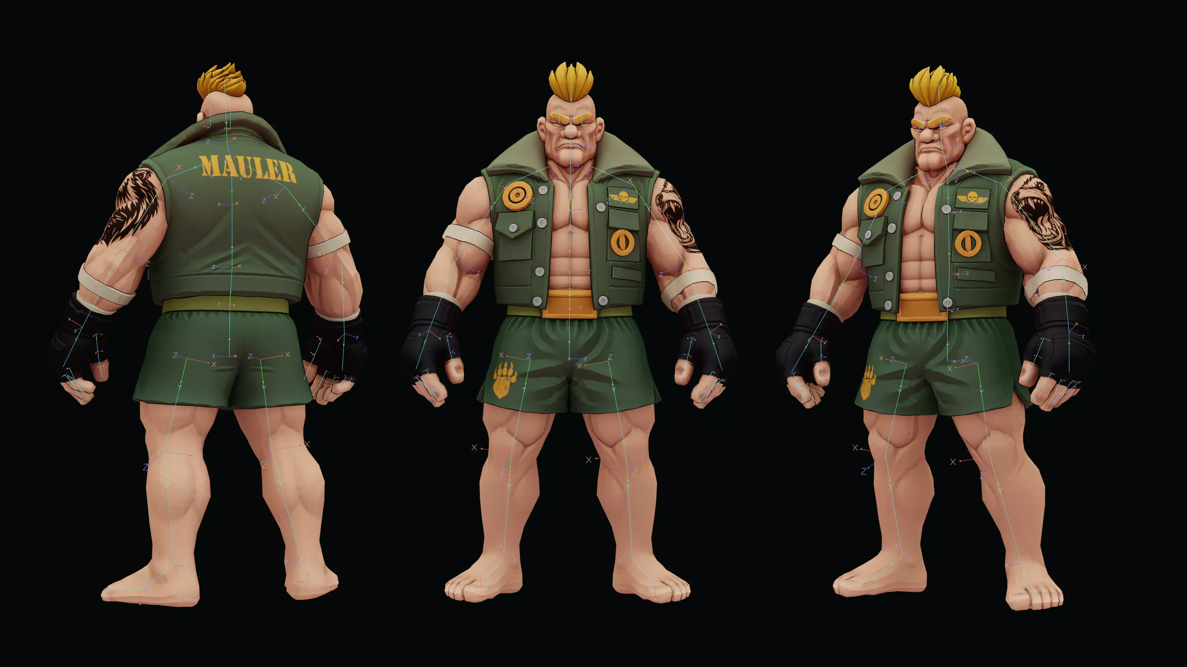 Stylized Fighter Character - MAULER Low-poly 3D model_12
