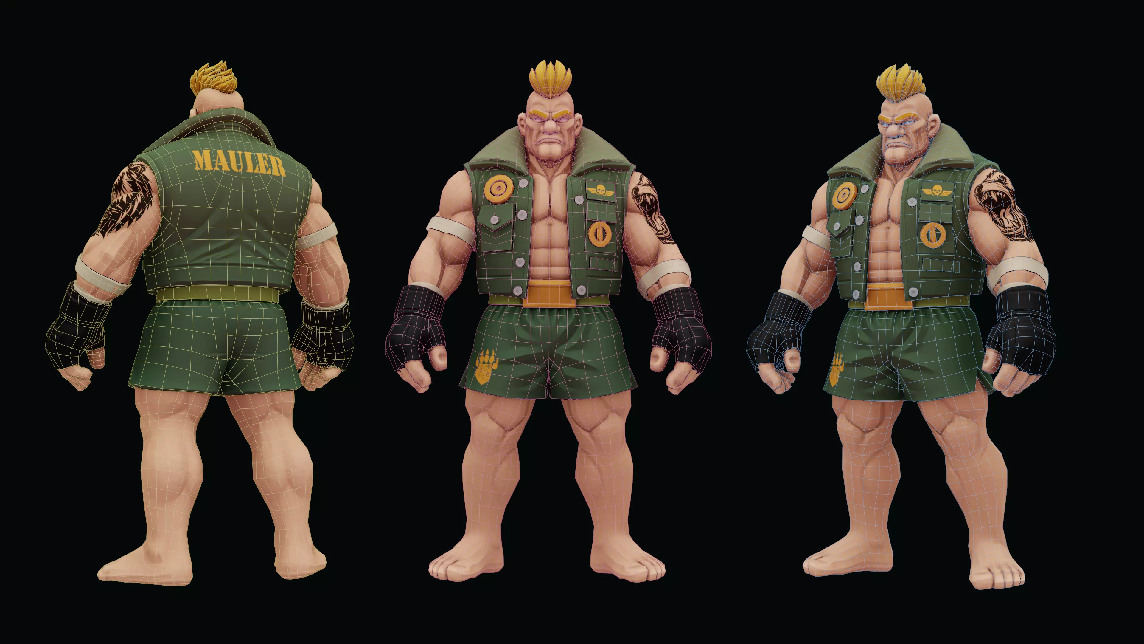 Stylized Fighter Character - MAULER Low-poly 3D model_11