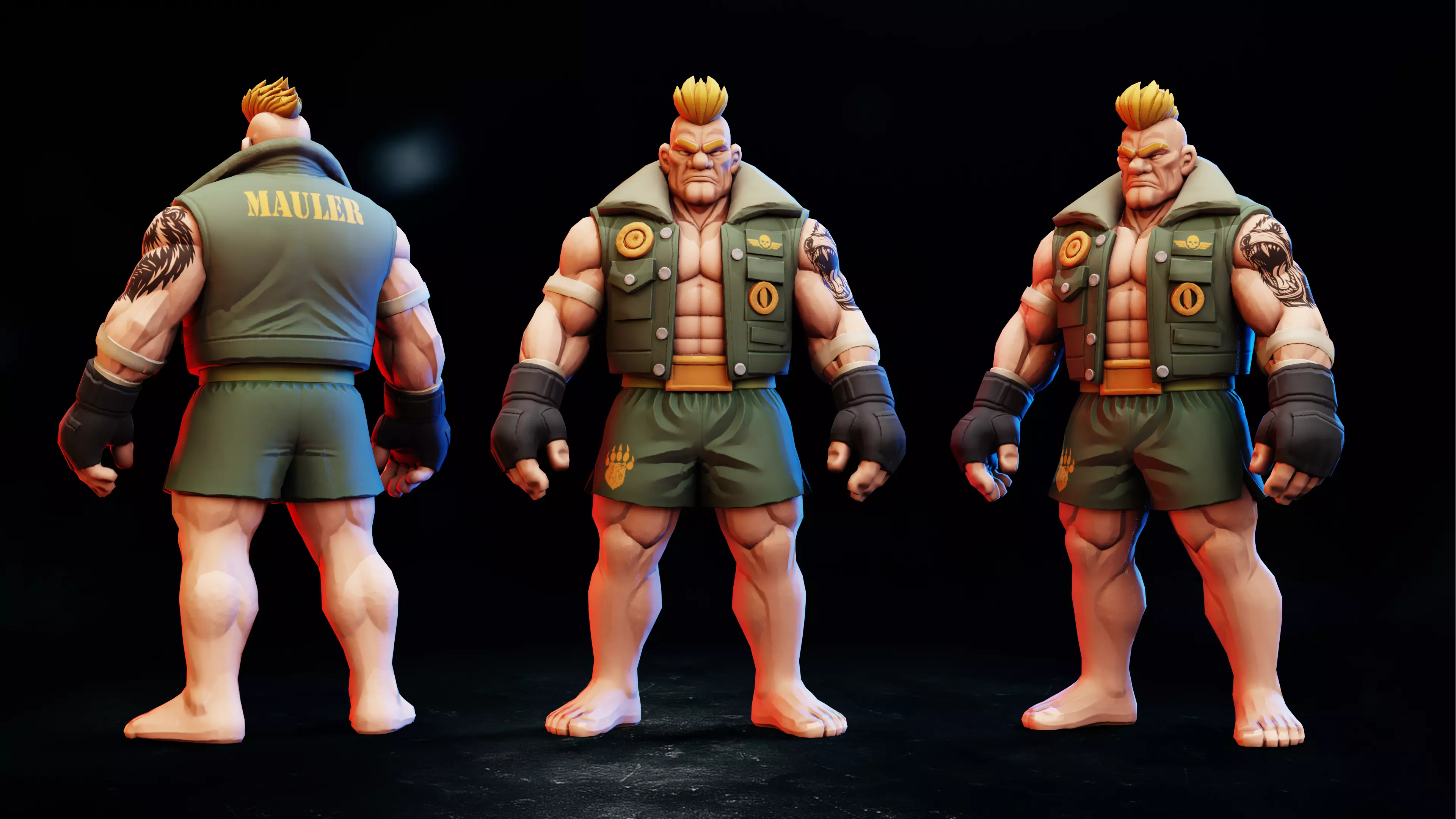 Stylized Fighter Character - MAULER Low-poly 3D model_9