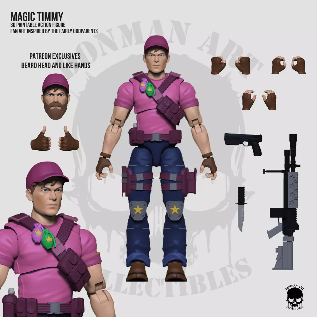 Magic Timmy Full Action Figure STL files 3D print model_2