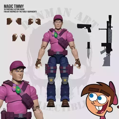 Magic Timmy Full Action Figure STL files 3D print model Magic Timmy Full Action Figure STL files 3D print model