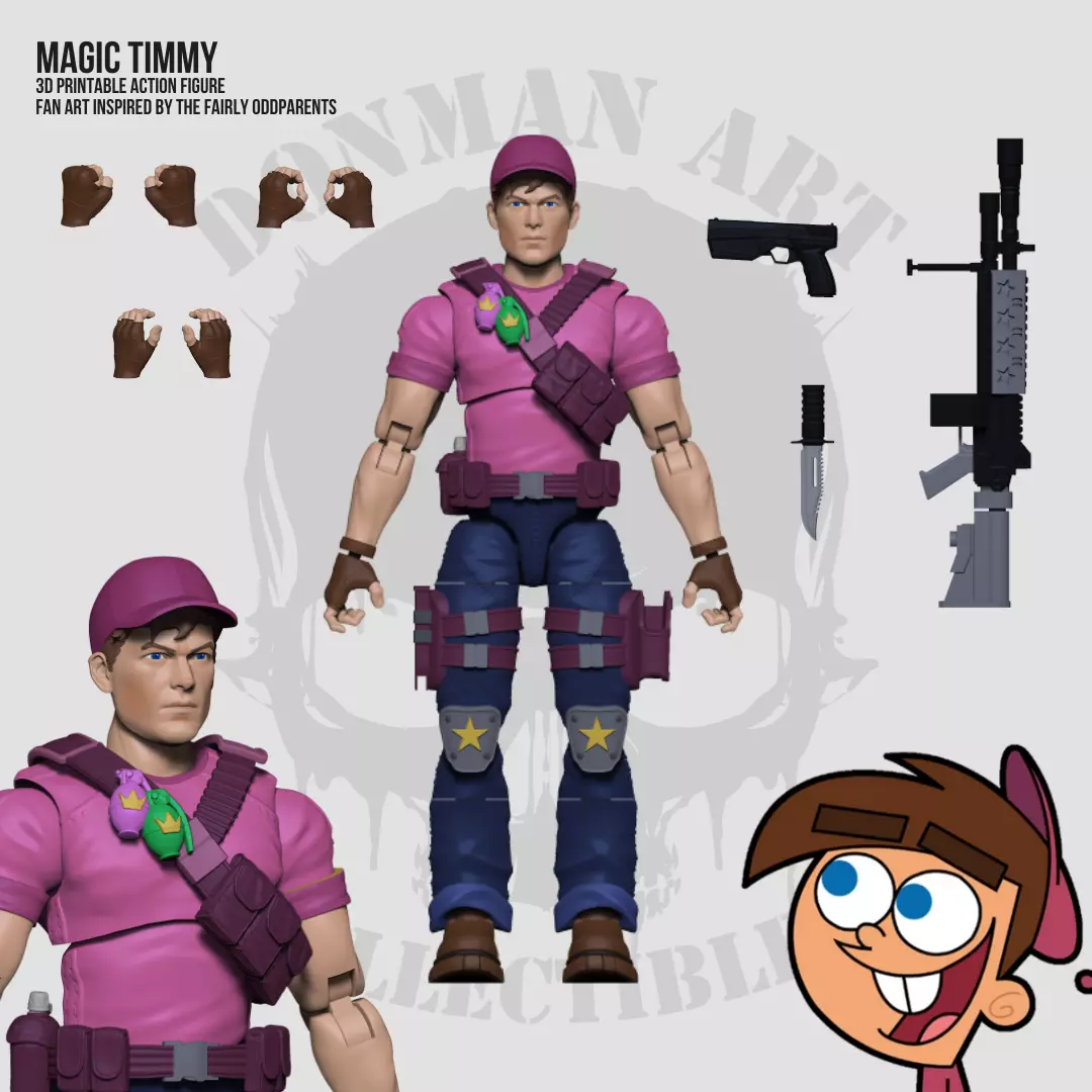 Magic Timmy Full Action Figure STL files 3D print model_0