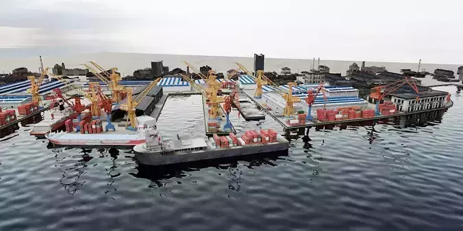 Industrial Container Port 75 3D model