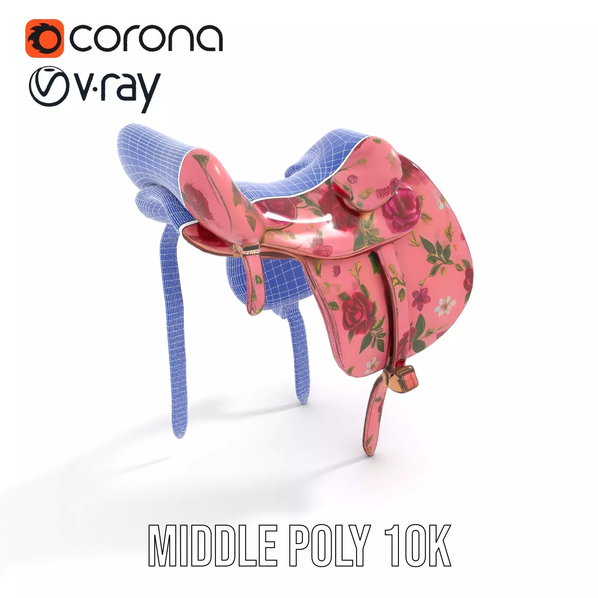 Floral Pink Saddle model pack Low-poly 3D model_5
