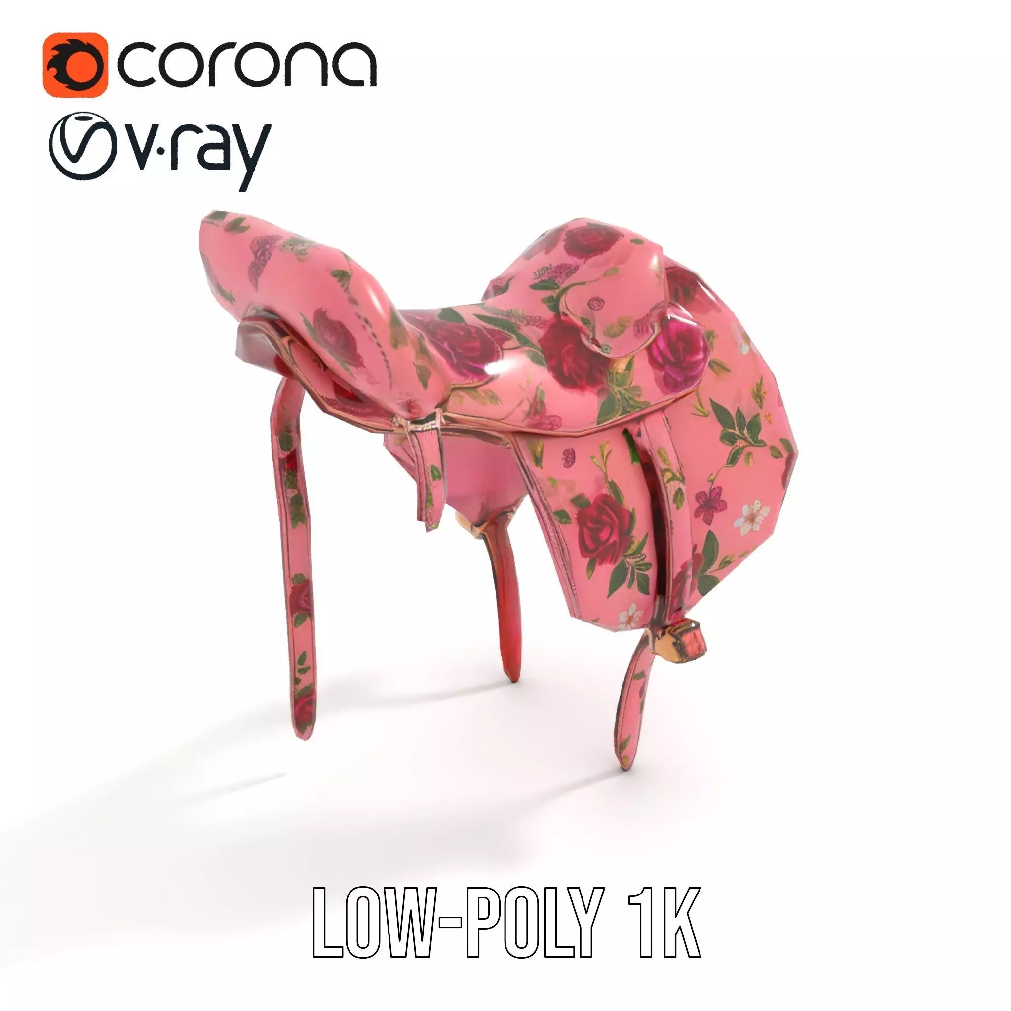 Floral Pink Saddle model pack Low-poly 3D model_9