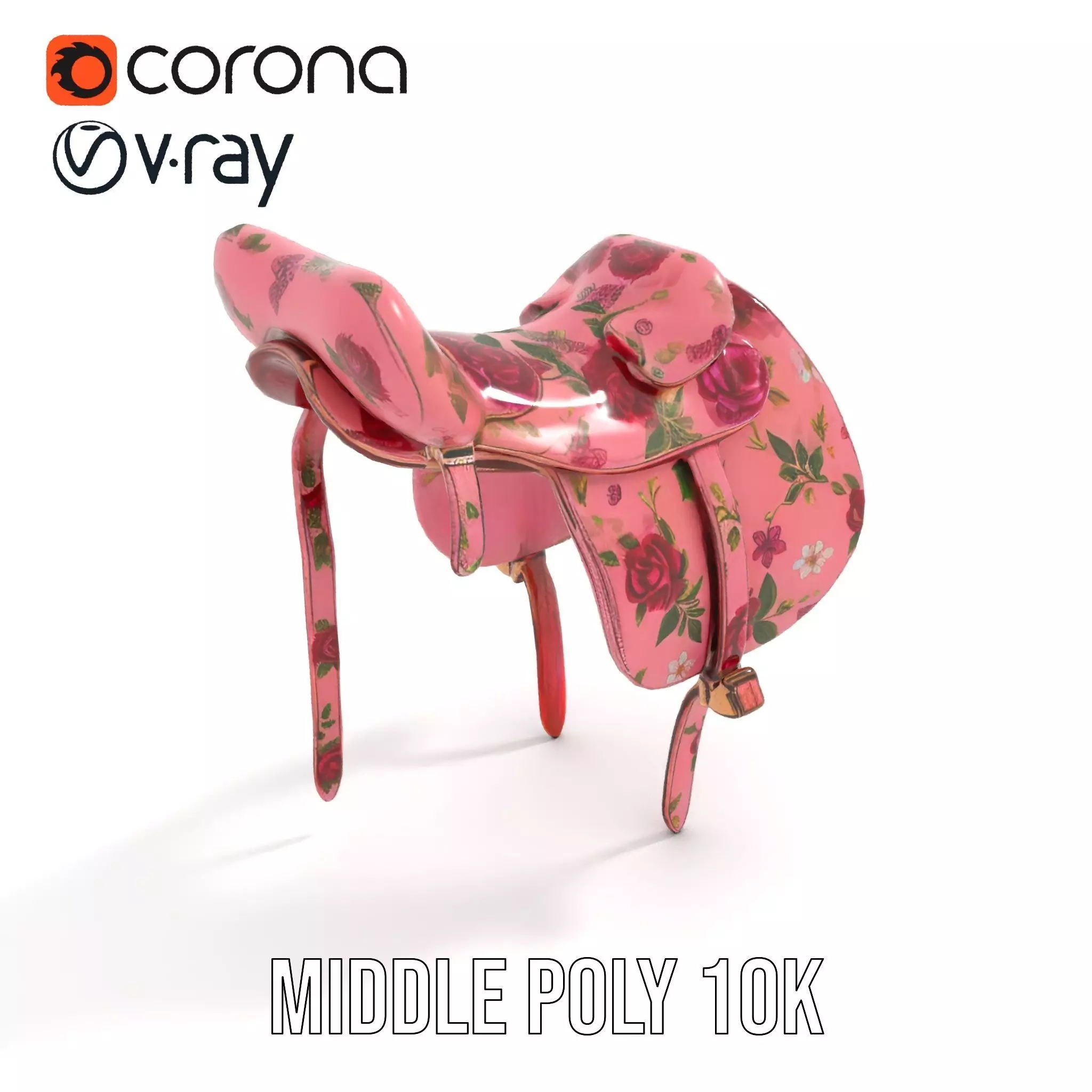 Floral Pink Saddle model pack Low-poly 3D model_10