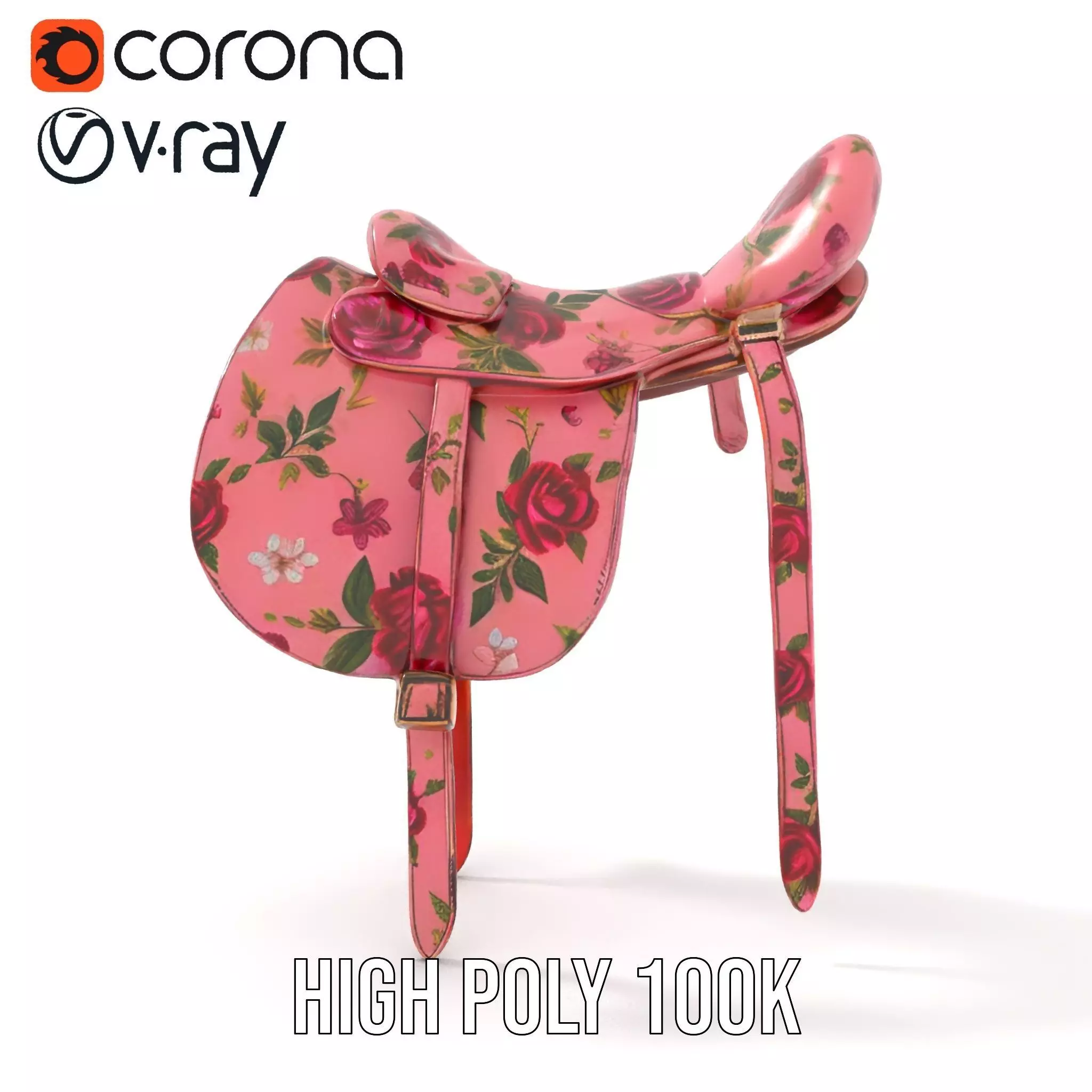 Floral Pink Saddle model pack Low-poly 3D model_23