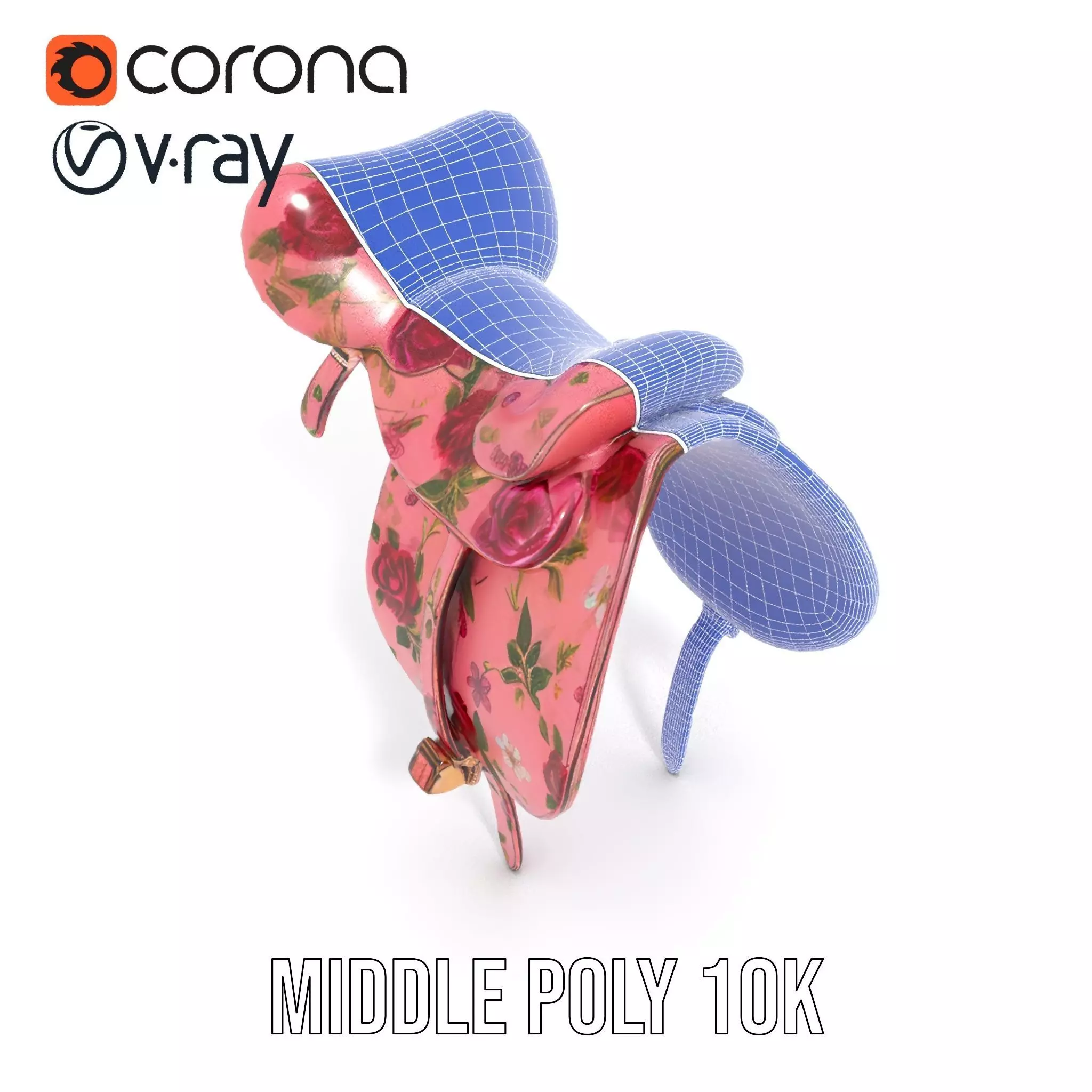 Floral Pink Saddle model pack Low-poly 3D model_29