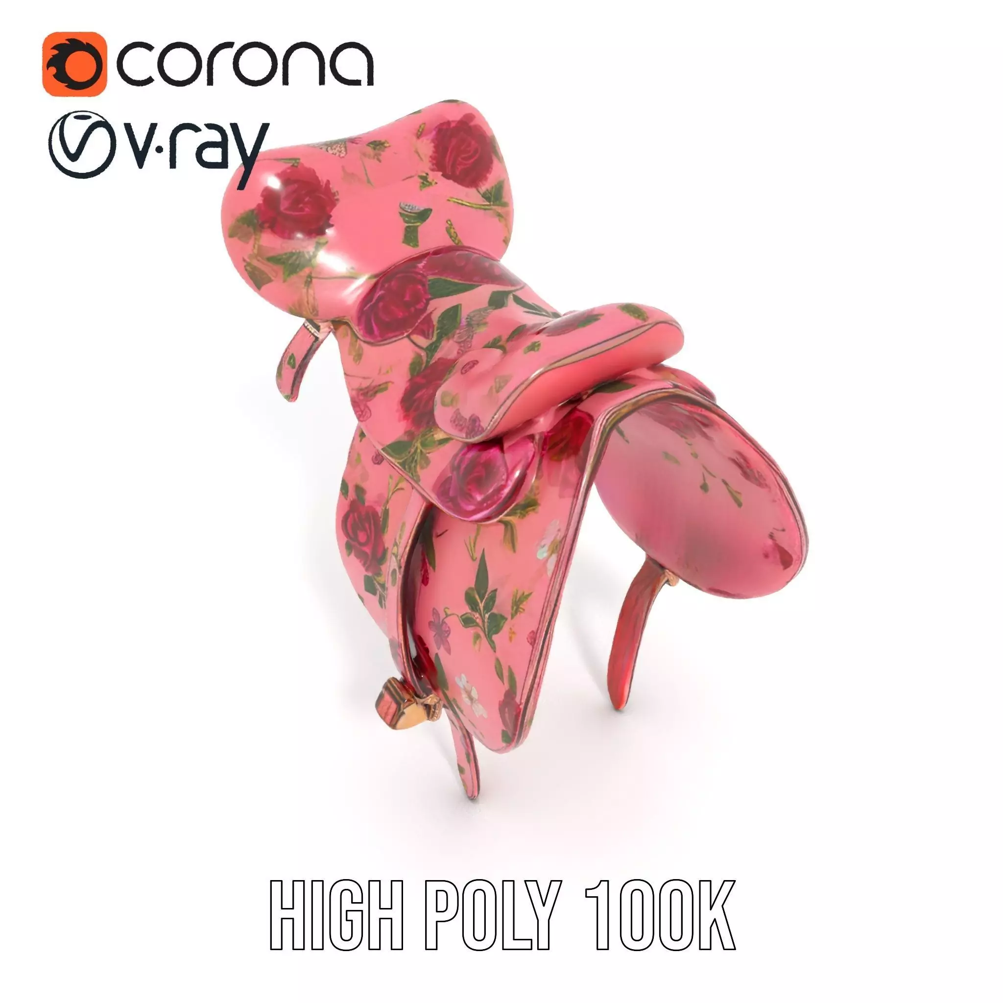 Floral Pink Saddle model pack Low-poly 3D model_15