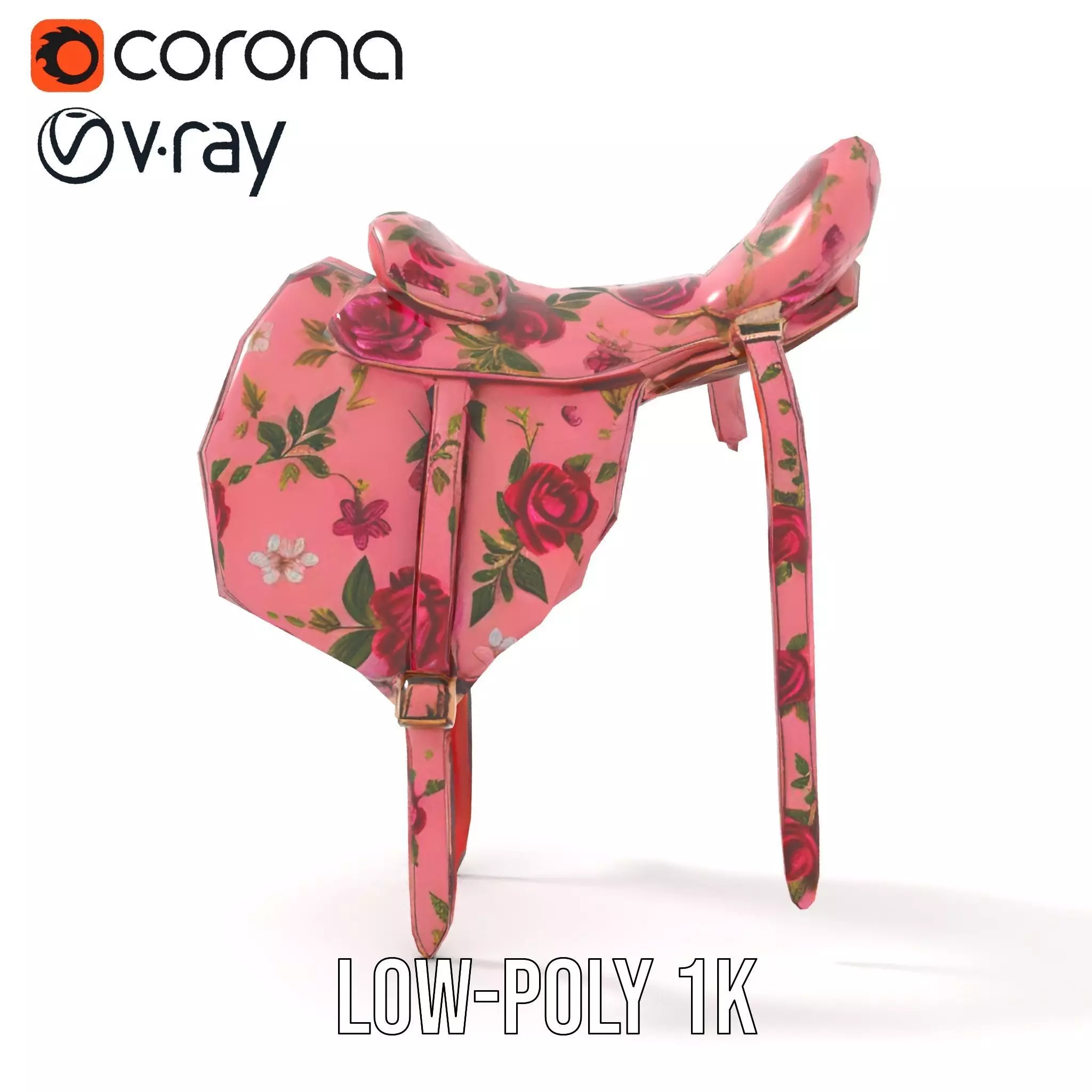 Floral Pink Saddle model pack Low-poly 3D model_17