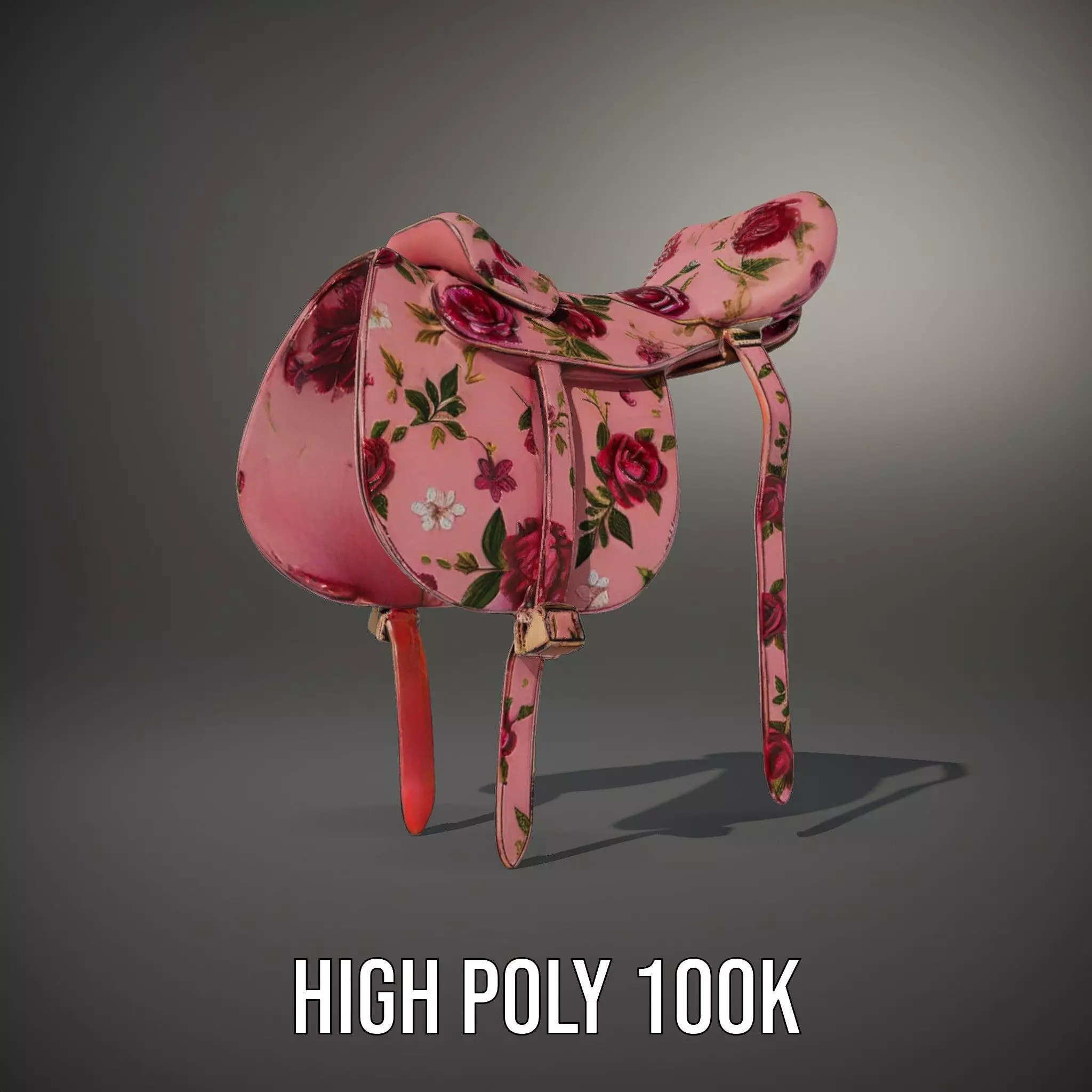 Floral Pink Saddle model pack Low-poly 3D model_12