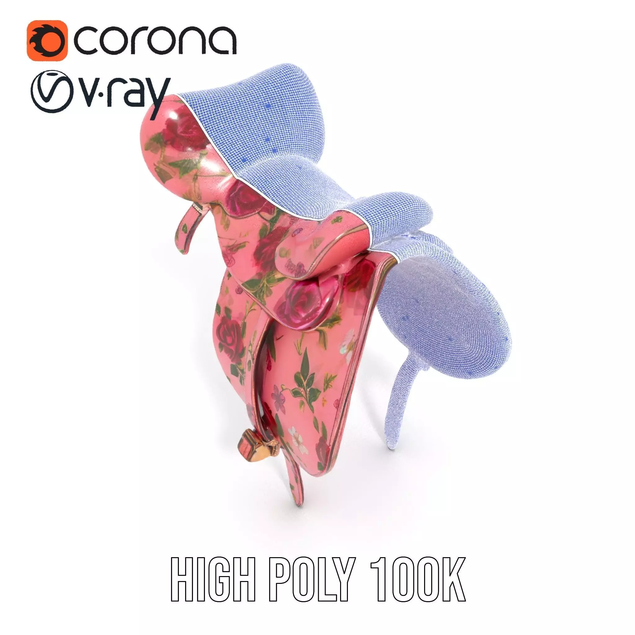 Floral Pink Saddle model pack Low-poly 3D model_32