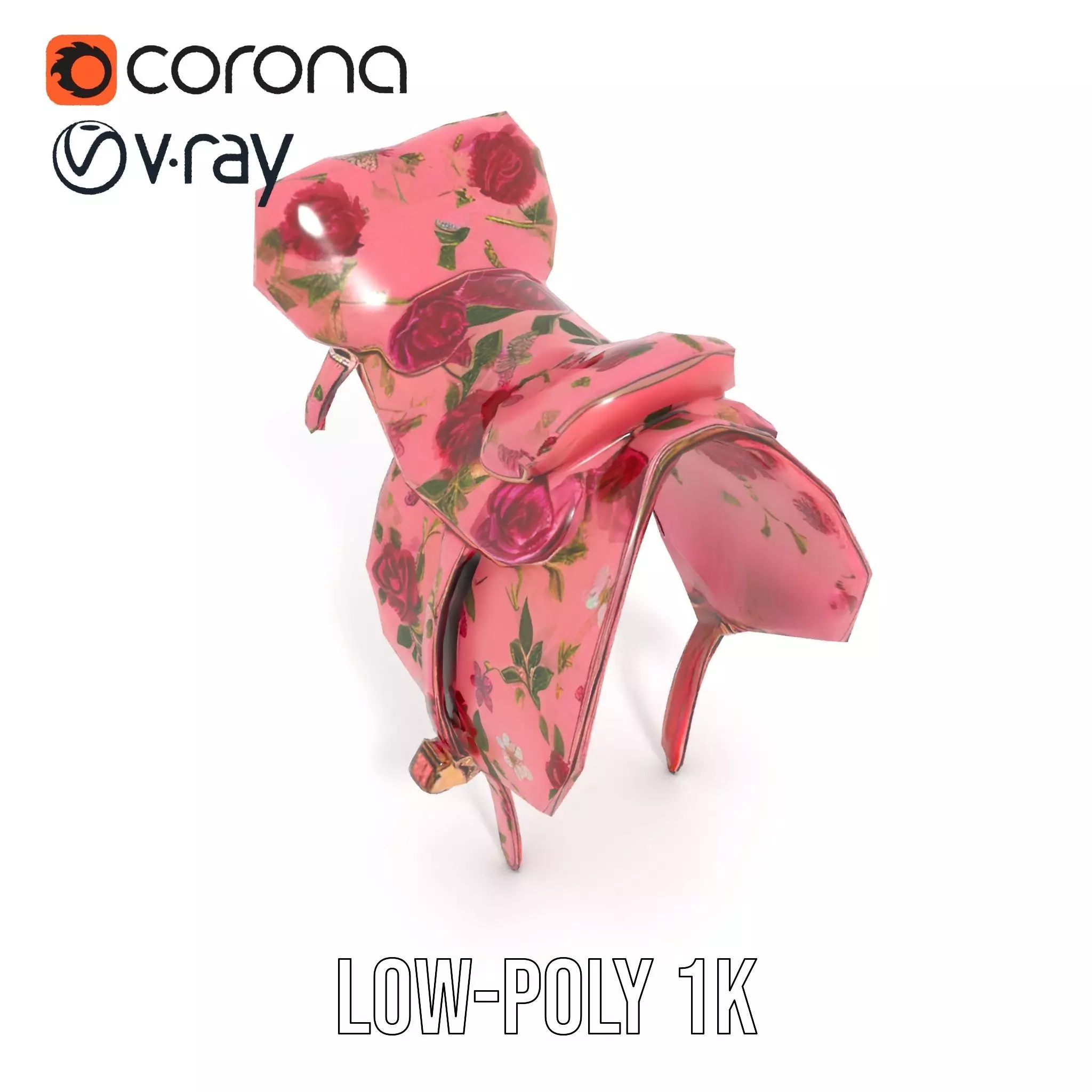 Floral Pink Saddle model pack Low-poly 3D model_14