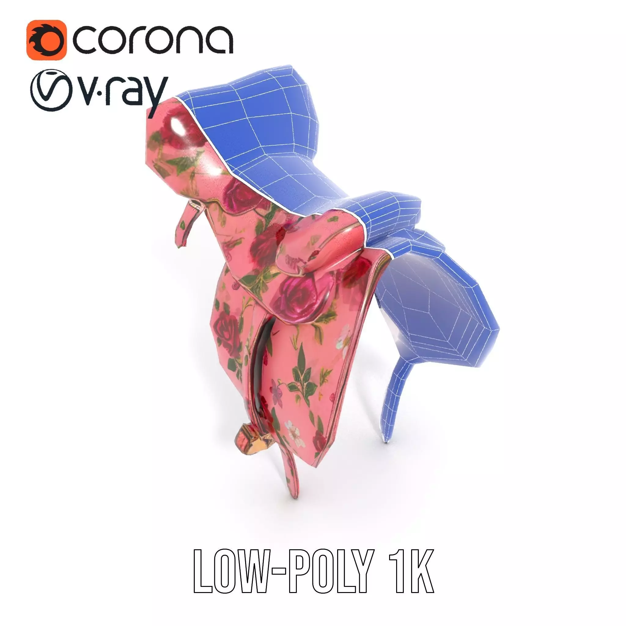 Floral Pink Saddle model pack Low-poly 3D model_25