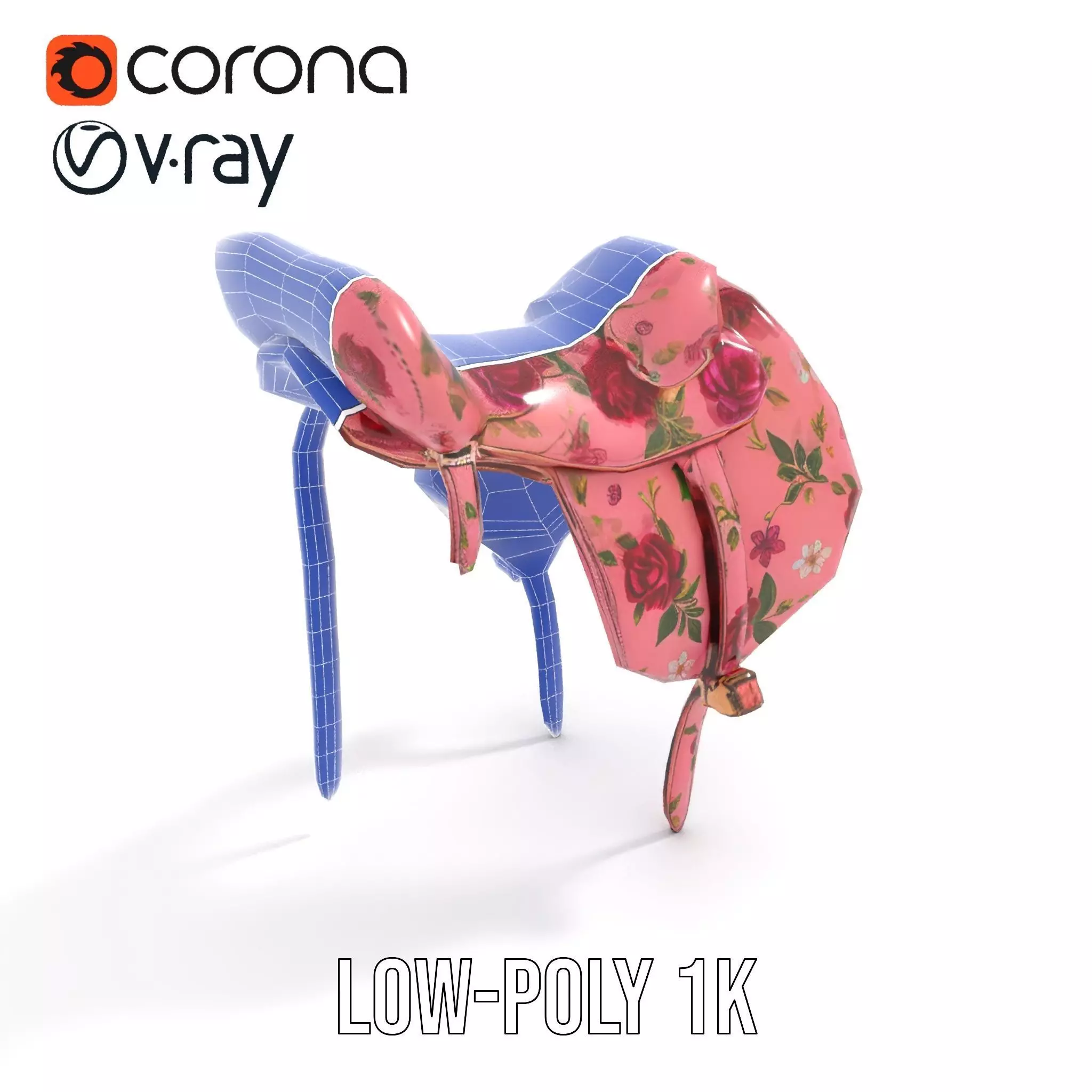 Floral Pink Saddle model pack Low-poly 3D model_30