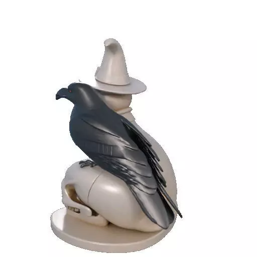 2248Witch Cat Composition Skull Raven Candleholder 3D print model_27