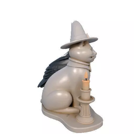 2248Witch Cat Composition Skull Raven Candleholder 3D print model_14