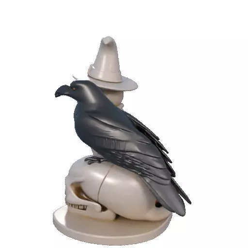 2248Witch Cat Composition Skull Raven Candleholder 3D print model_28