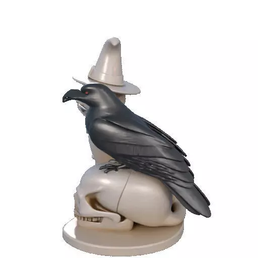 2248Witch Cat Composition Skull Raven Candleholder 3D print model_29