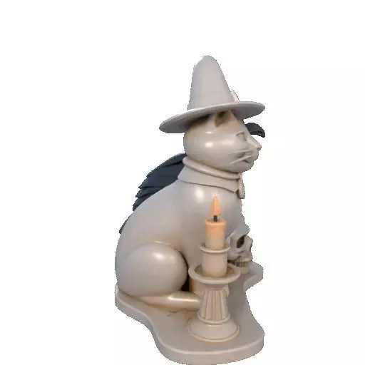2248Witch Cat Composition Skull Raven Candleholder 3D print model_13