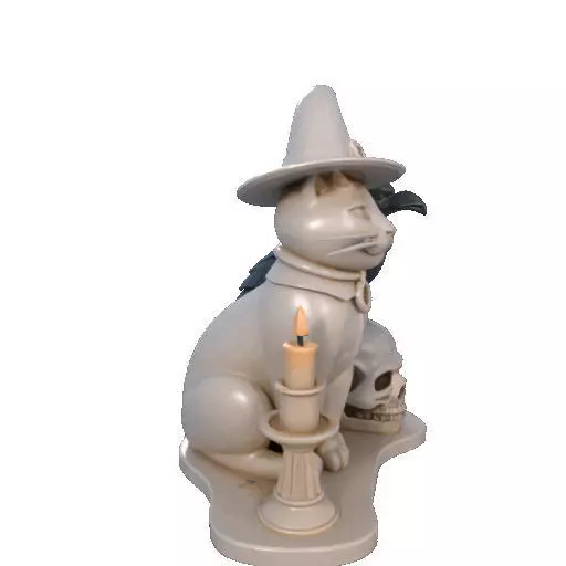 2248Witch Cat Composition Skull Raven Candleholder 3D print model_12