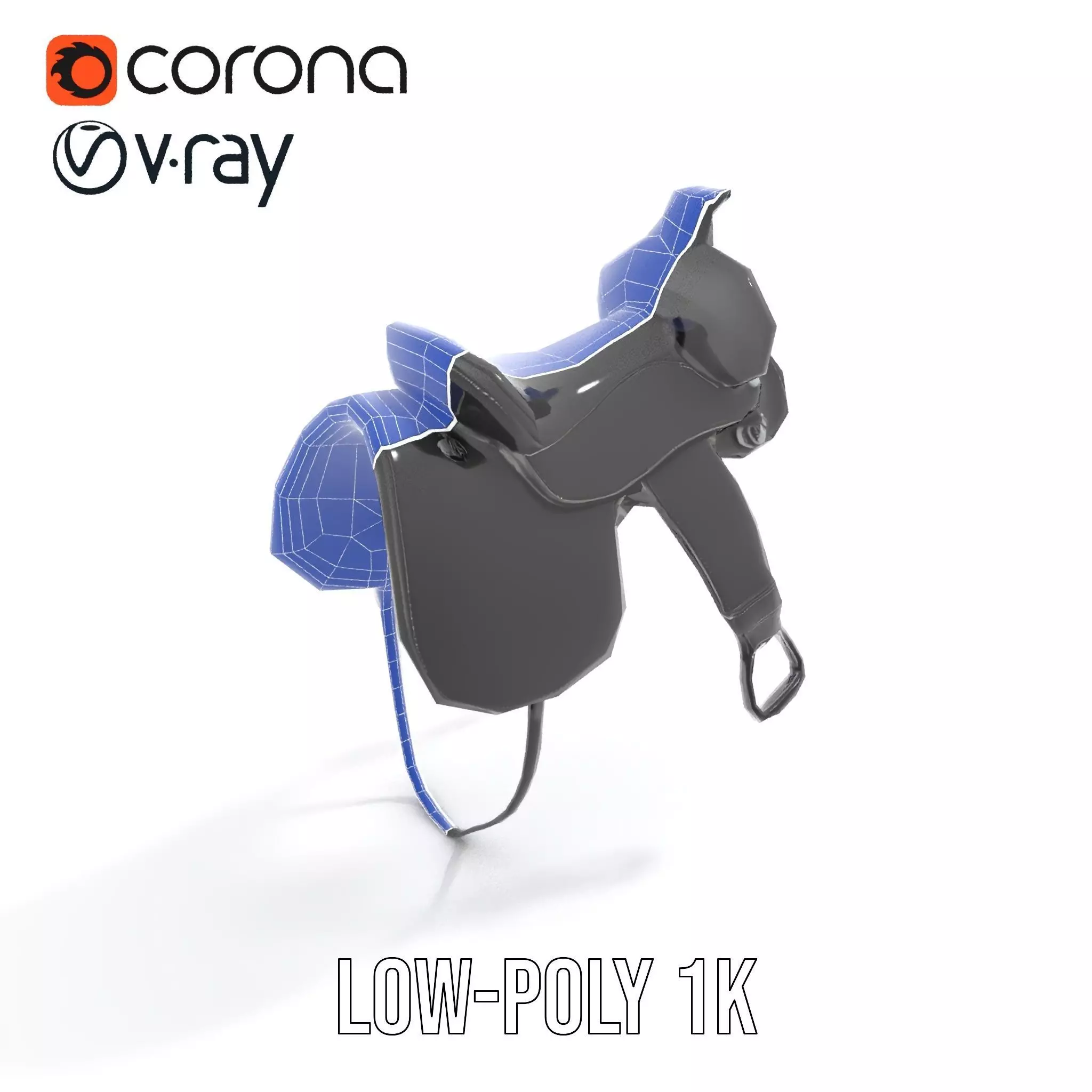 Sleek Black Saddle model pack Low-poly 3D model_17