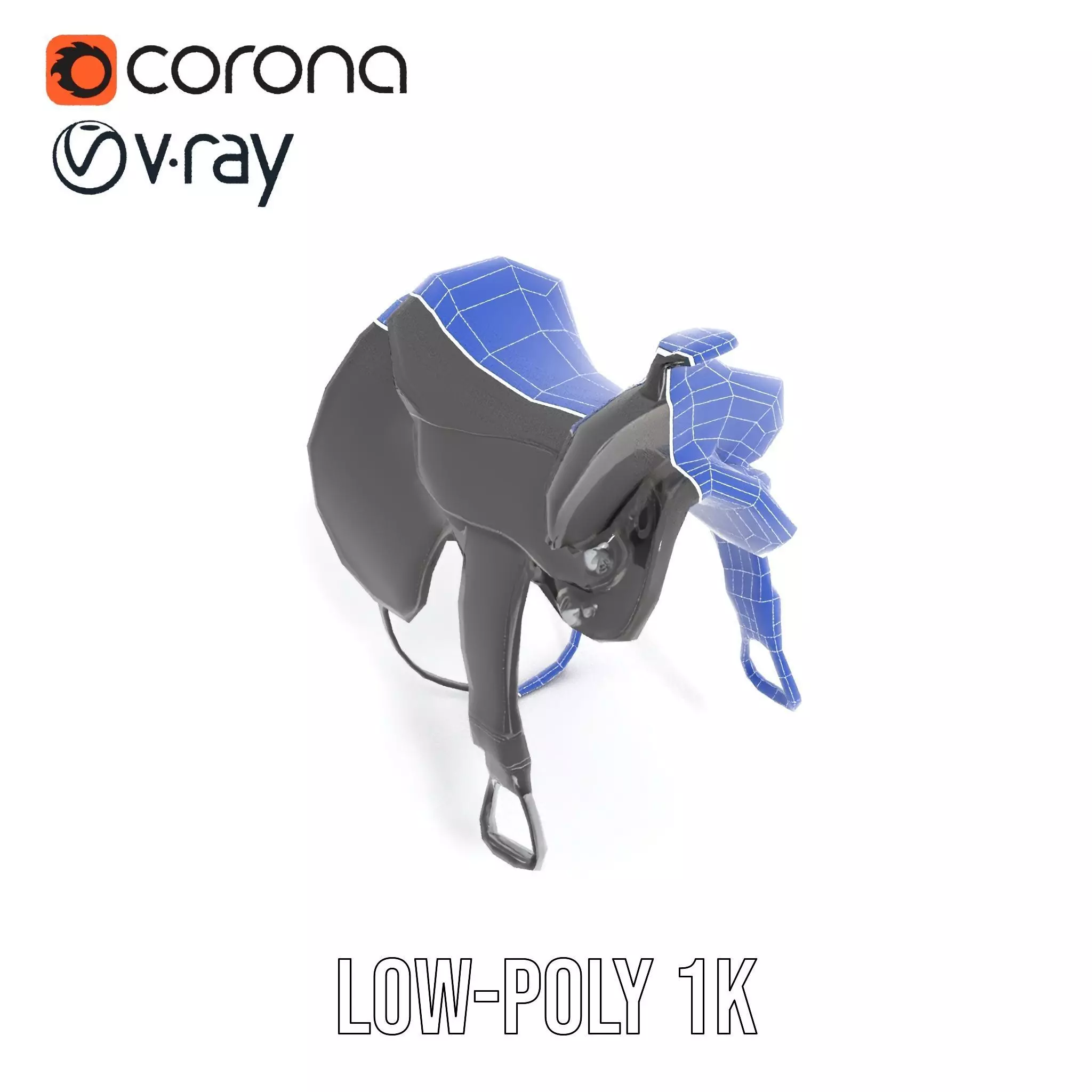 Sleek Black Saddle model pack Low-poly 3D model_12