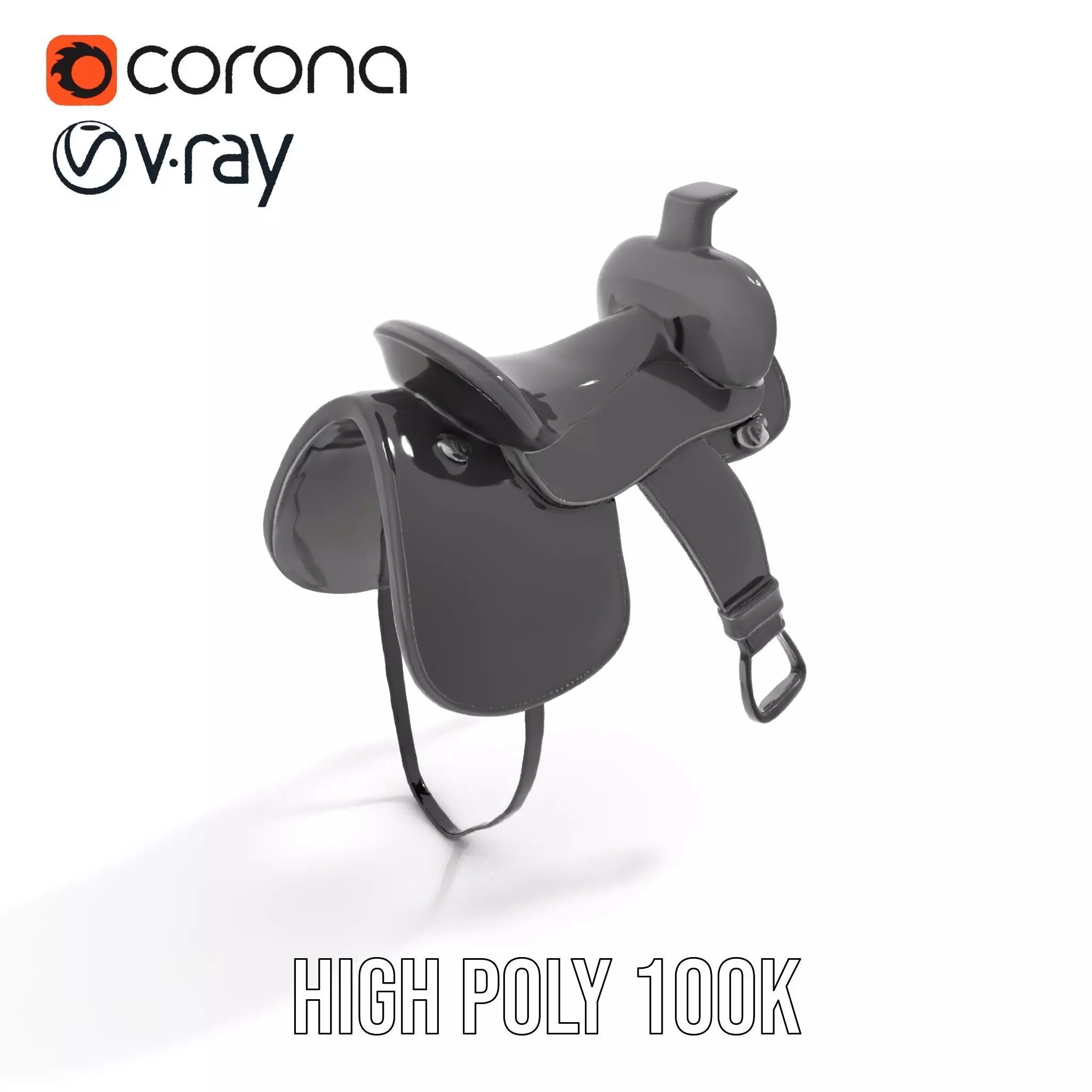 Sleek Black Saddle model pack Low-poly 3D model_20