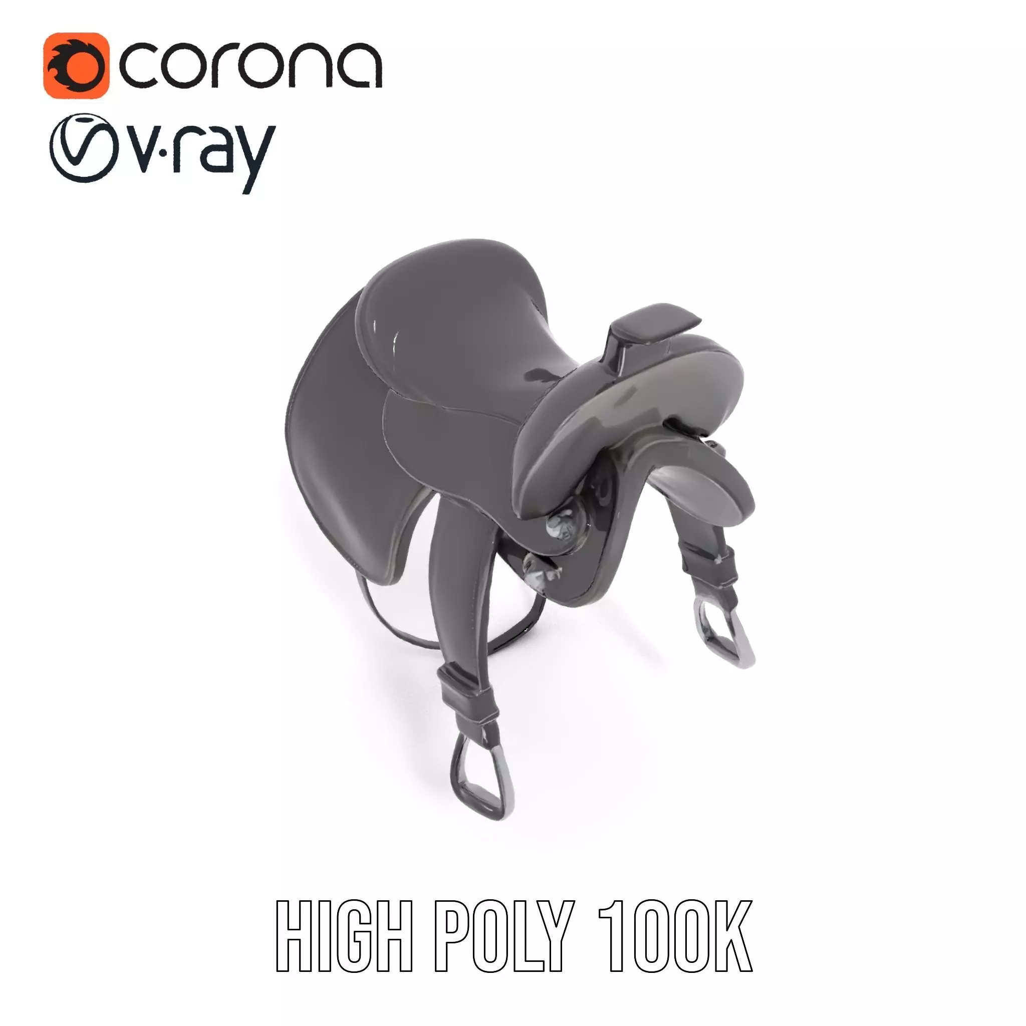 Sleek Black Saddle model pack Low-poly 3D model_23