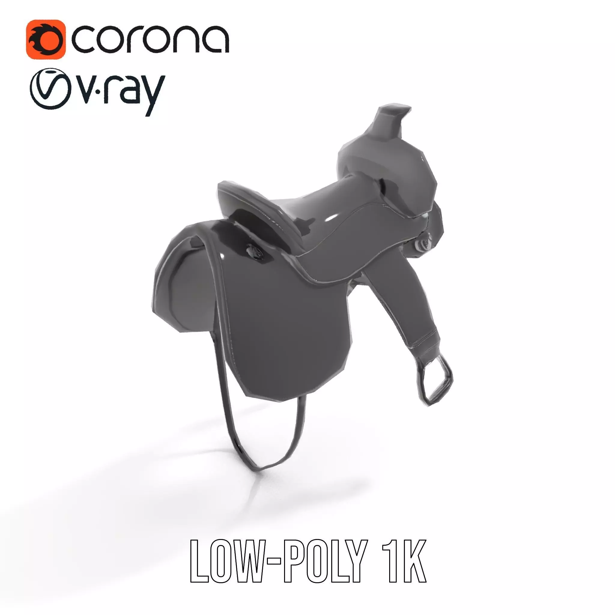 Sleek Black Saddle model pack Low-poly 3D model_7