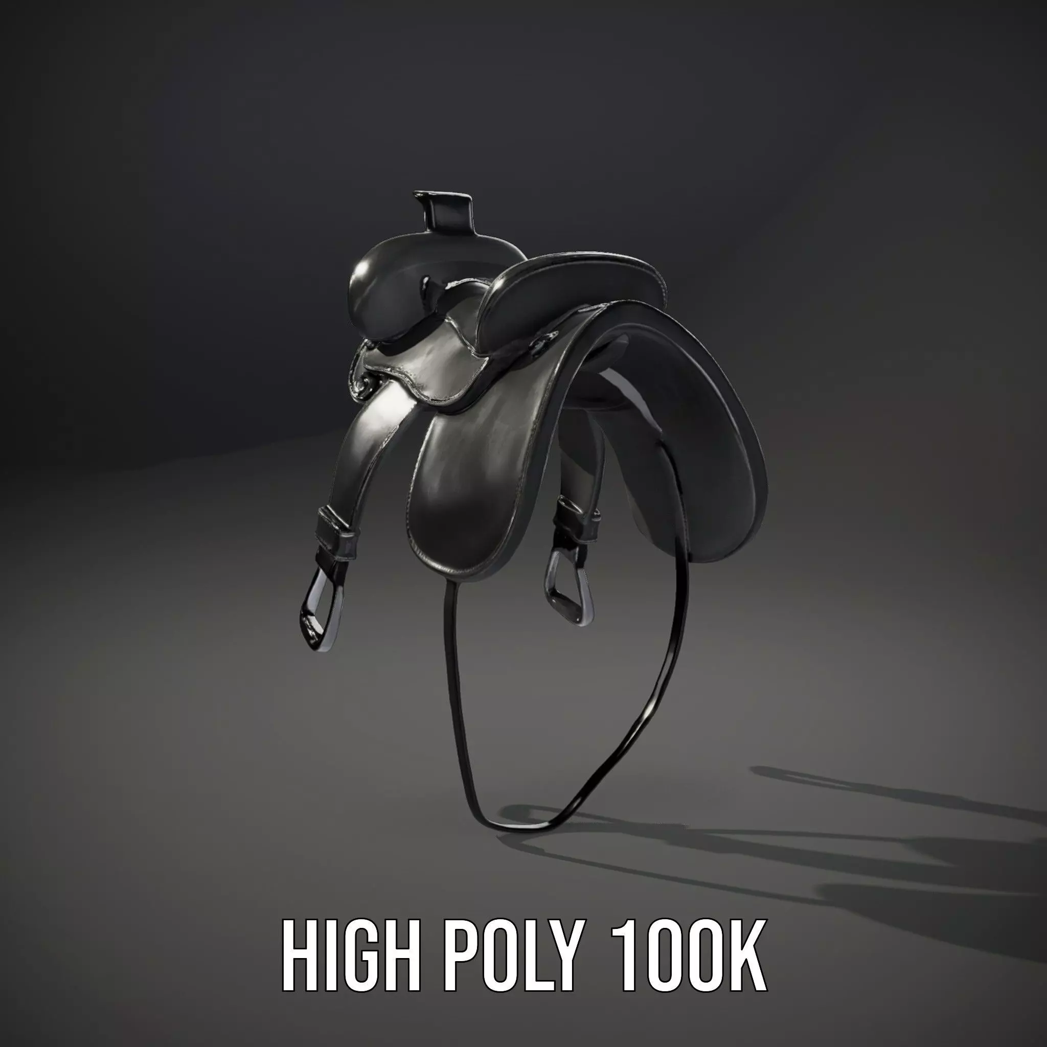 Sleek Black Saddle model pack Low-poly 3D model_10
