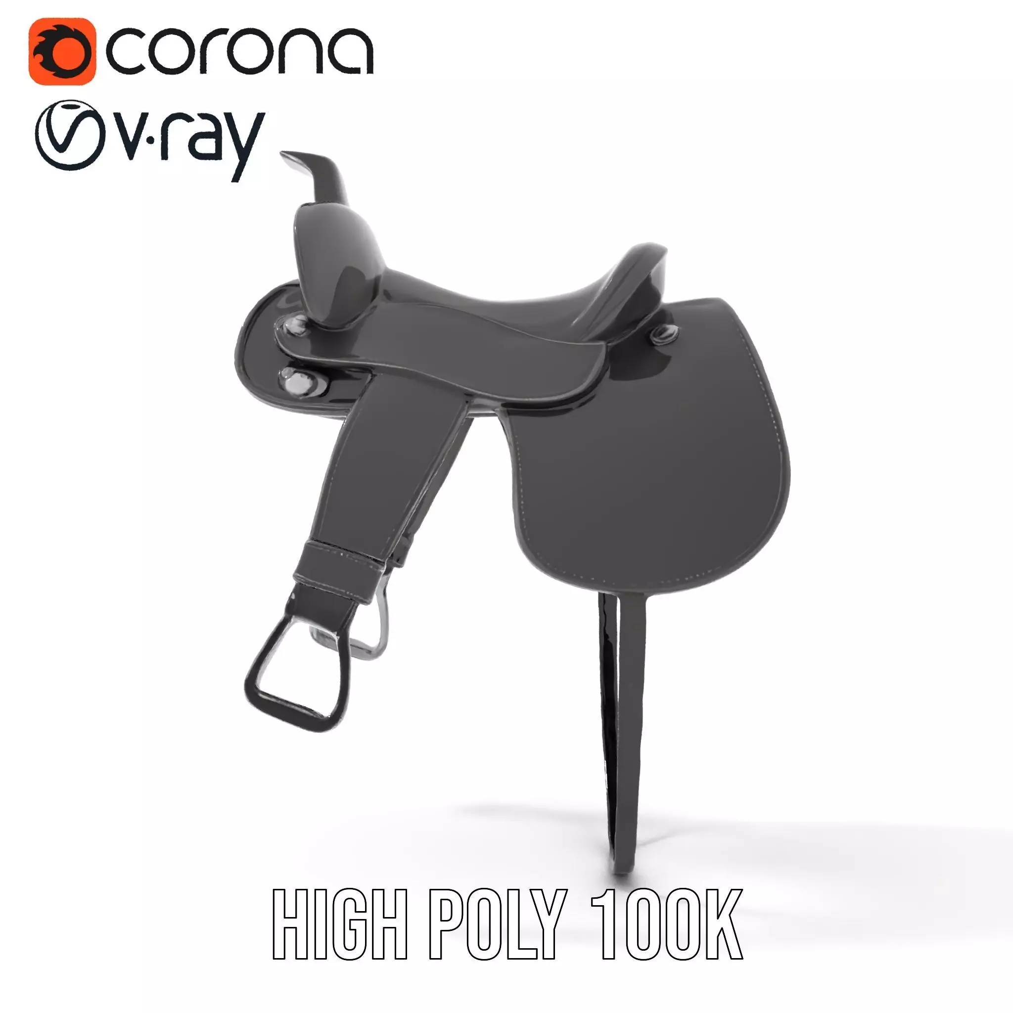 Sleek Black Saddle model pack Low-poly 3D model_33
