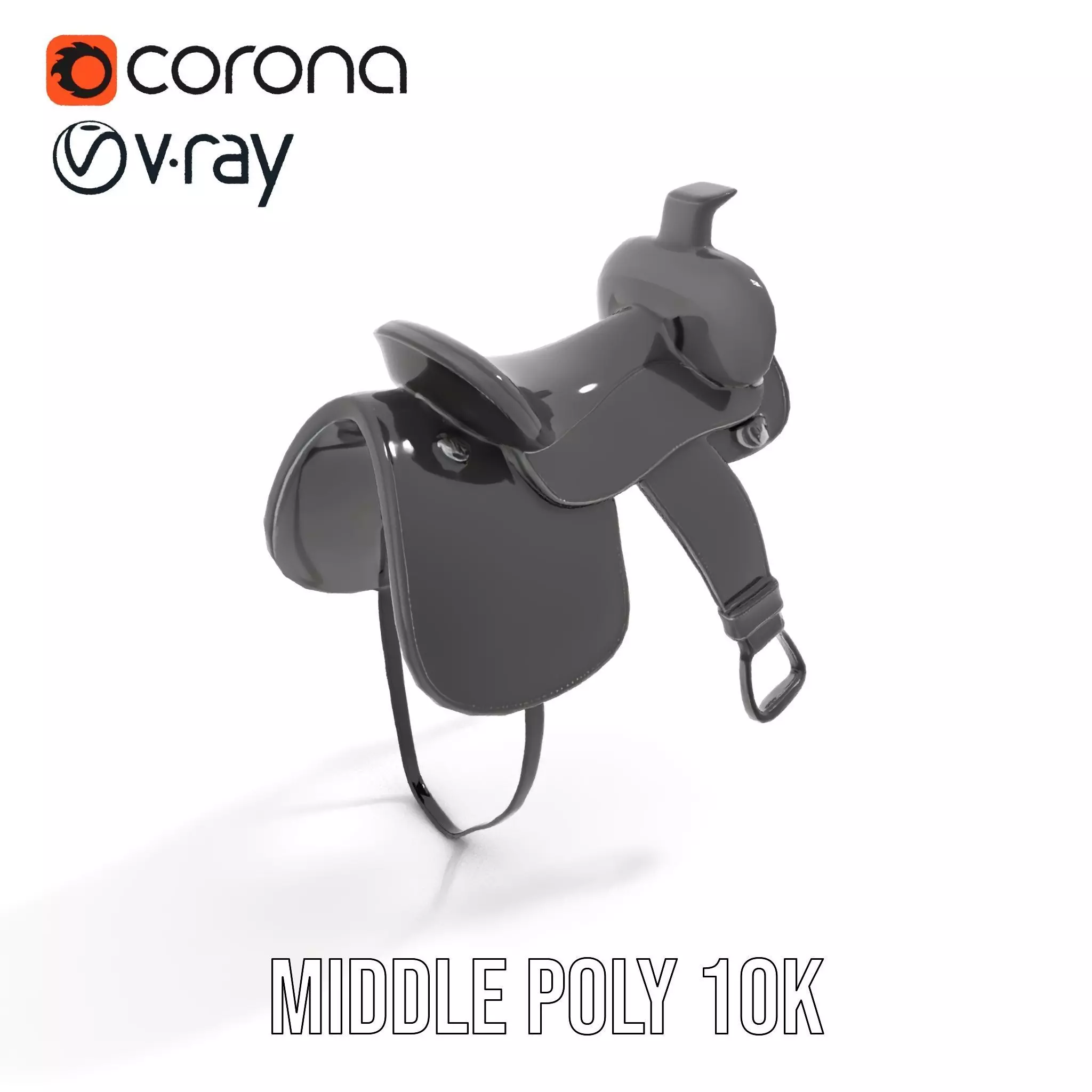 Sleek Black Saddle model pack Low-poly 3D model_16