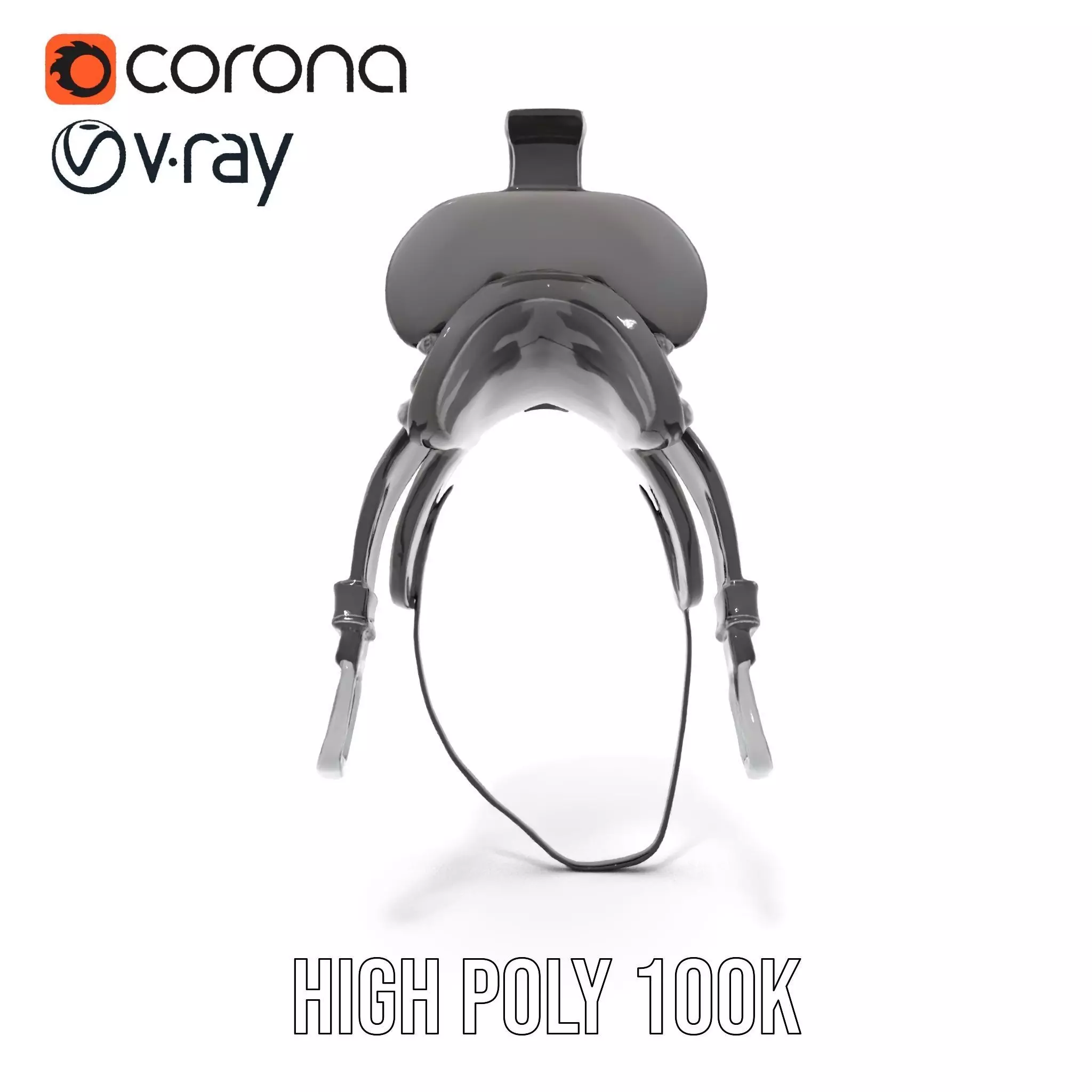 Sleek Black Saddle model pack Low-poly 3D model_15