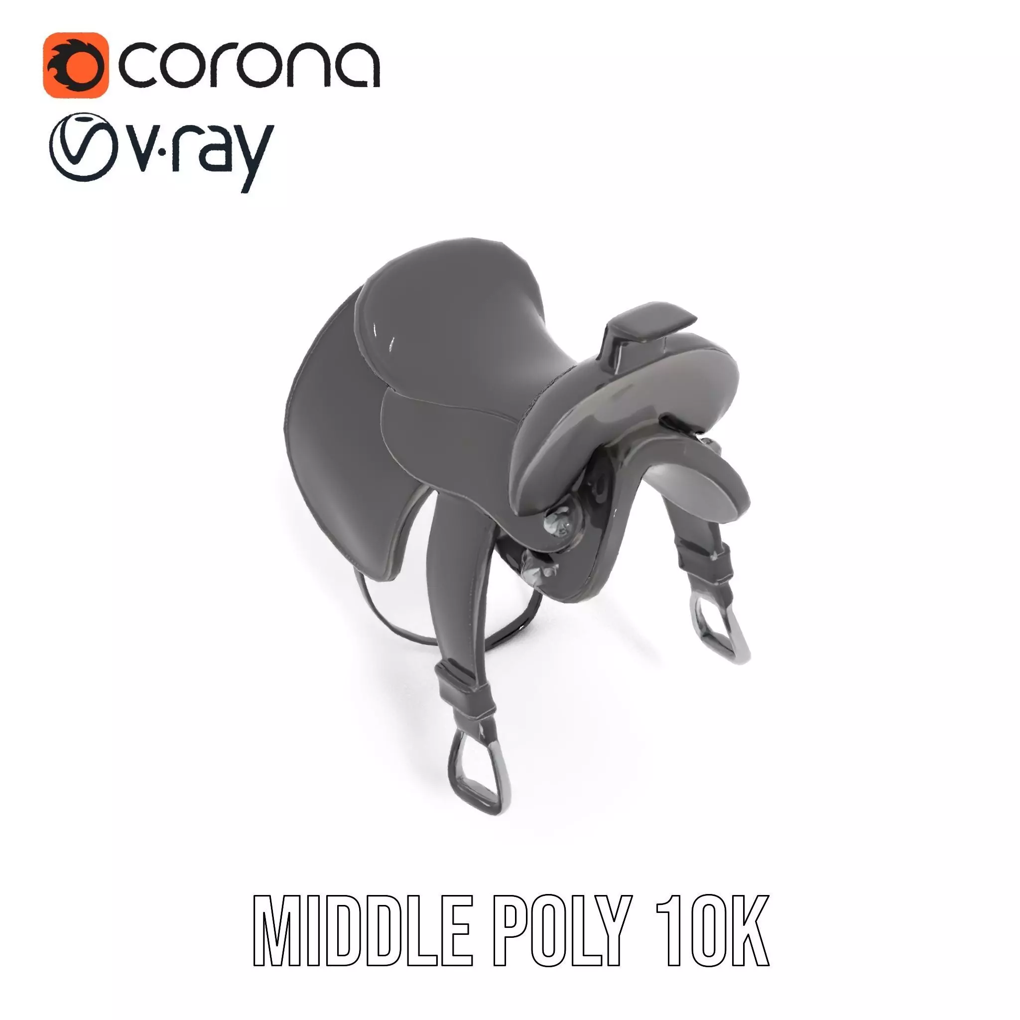 Sleek Black Saddle model pack Low-poly 3D model_5