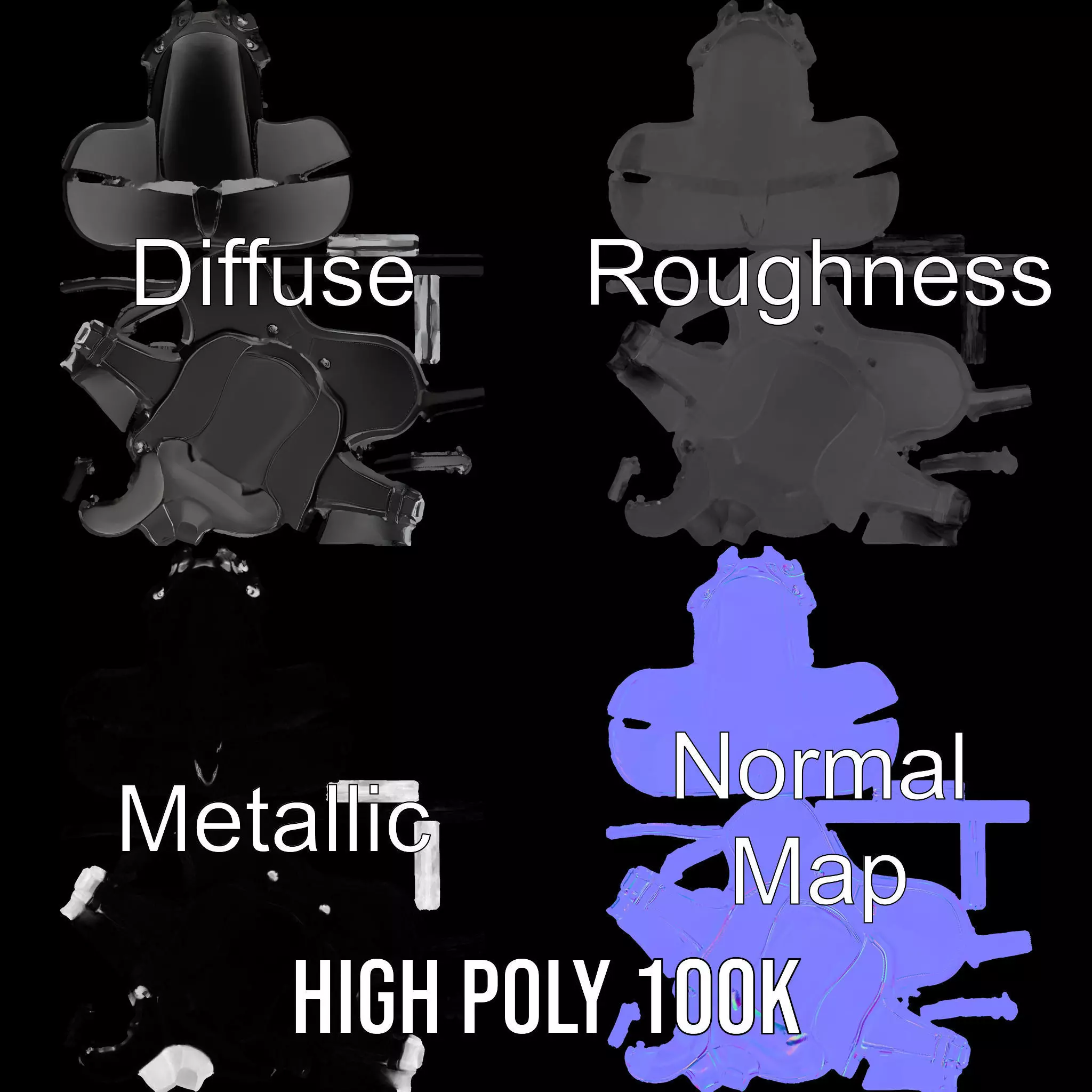 Sleek Black Saddle model pack Low-poly 3D model_3