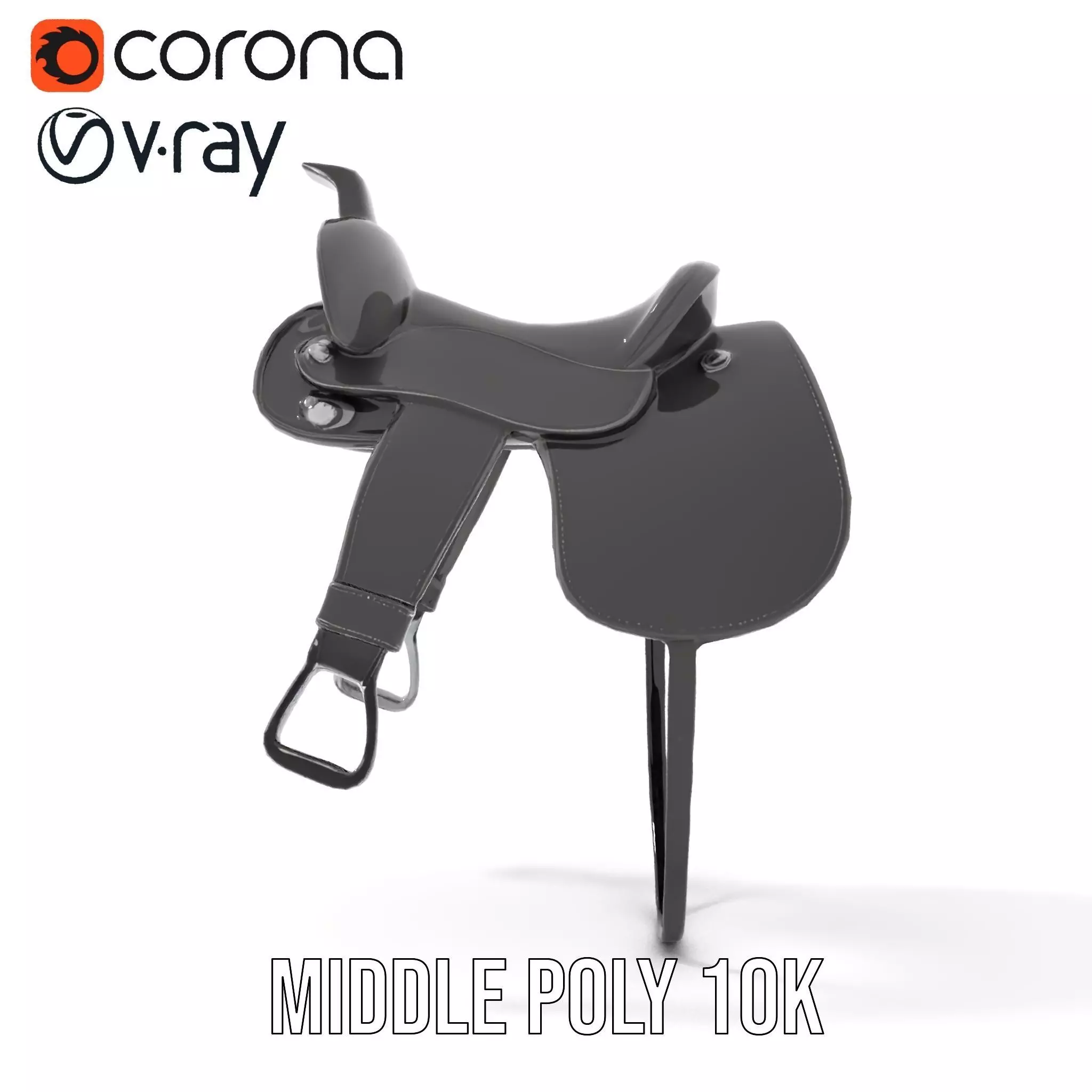 Sleek Black Saddle model pack Low-poly 3D model_6