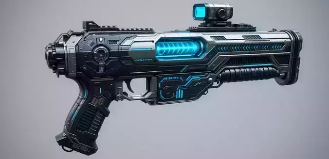 Sci-Fi Plasma Gun 3D Model  Futuristic Cyberpunk Game Ready